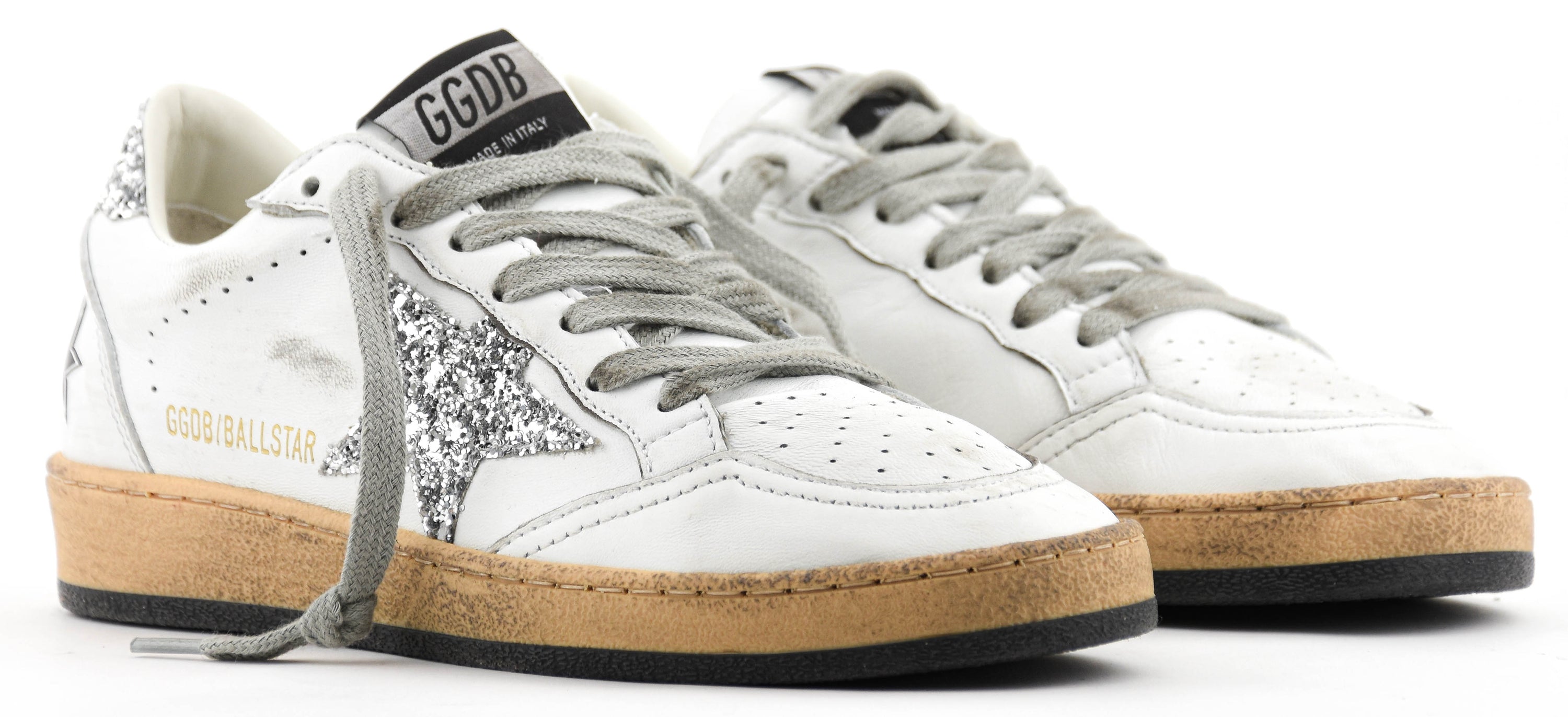 GOLDEN GOOSE BALLSTAR WHITE SILVER