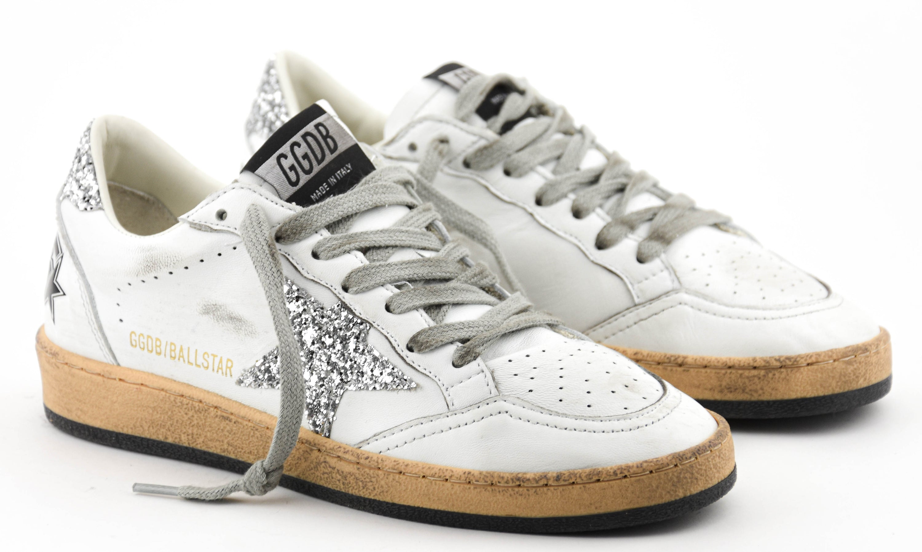 GOLDEN GOOSE BALLSTAR WHITE SILVER