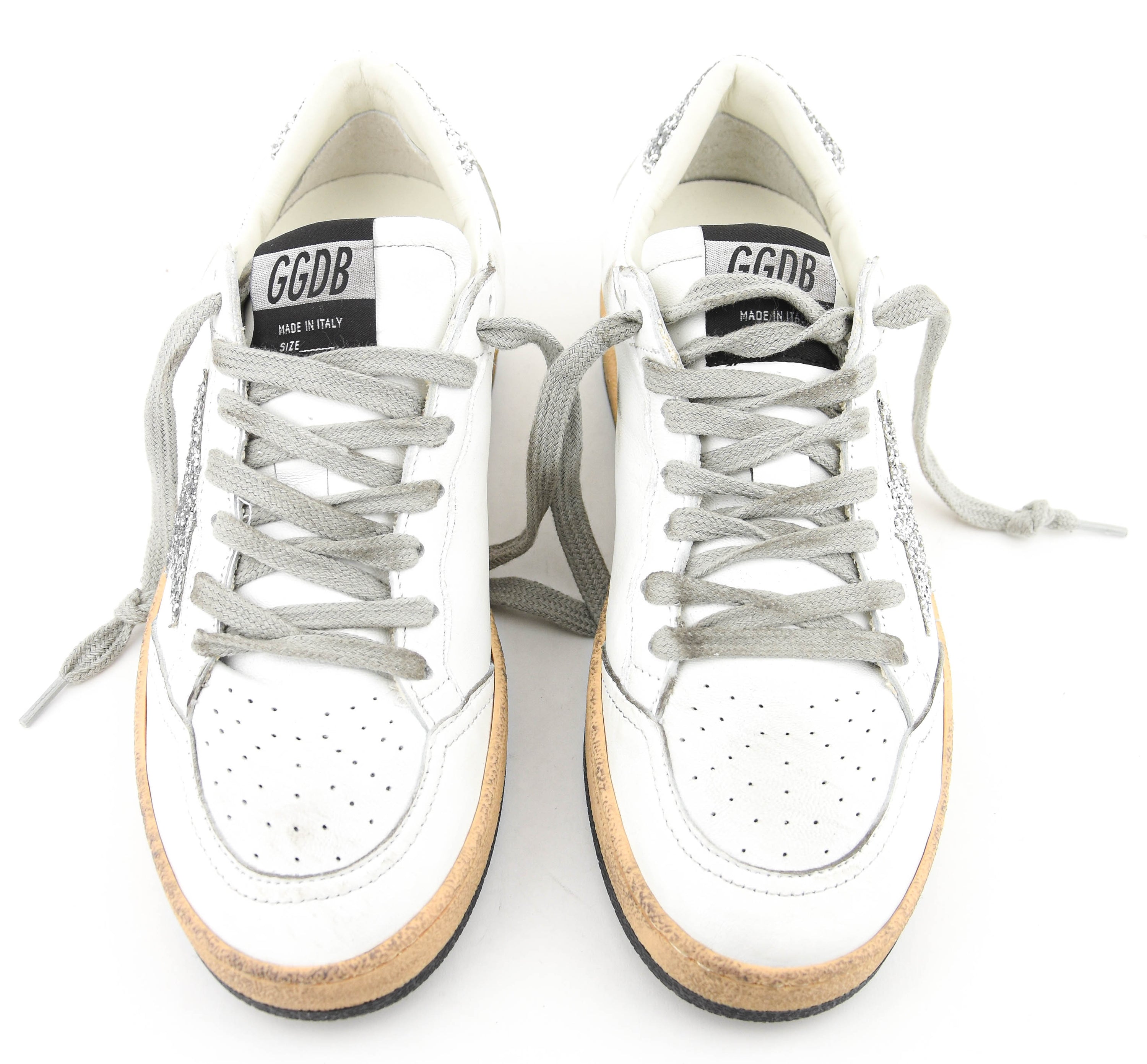 GOLDEN GOOSE BALLSTAR WHITE SILVER