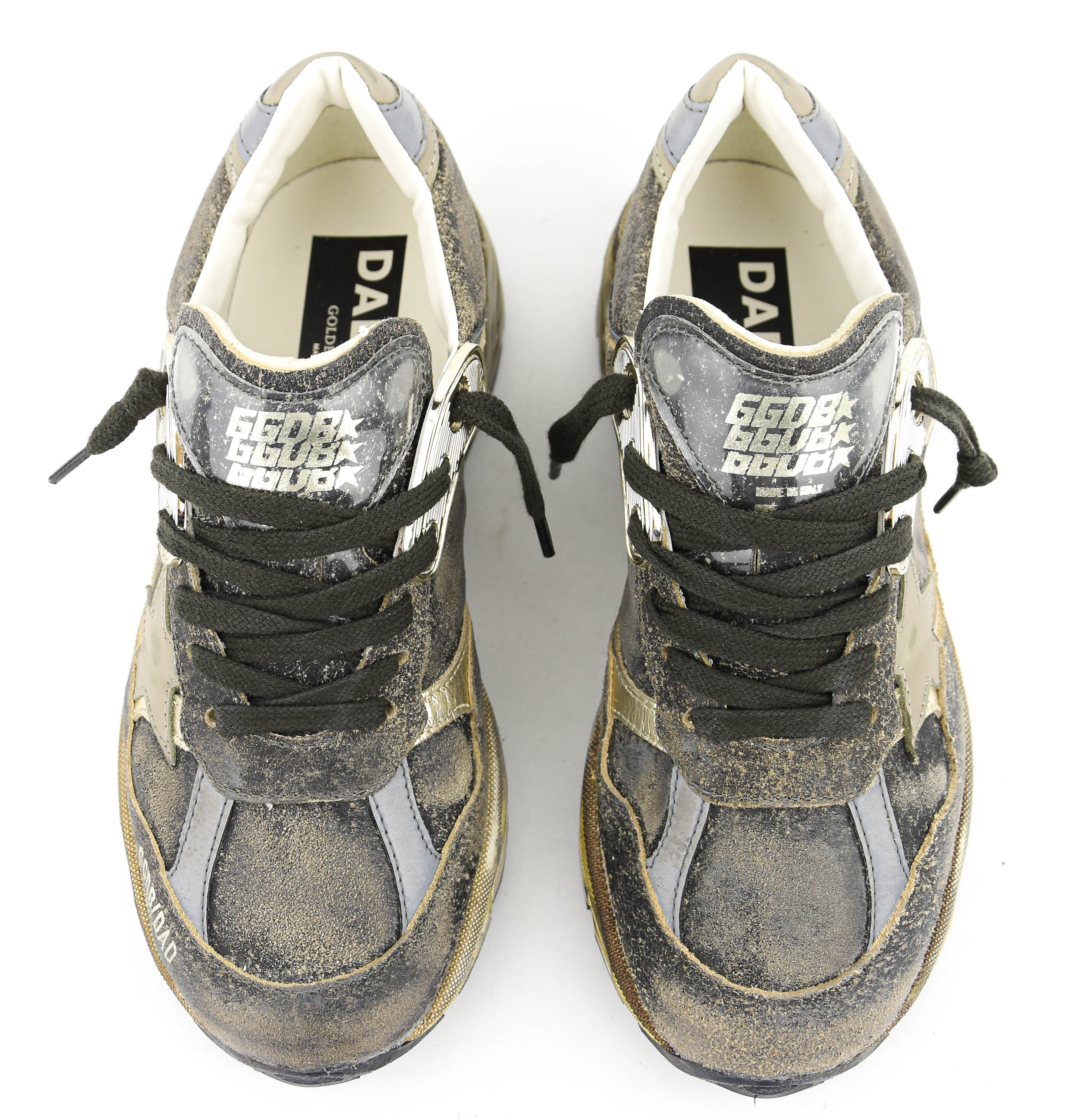 GOLDEN GOOSE RUNNING DAD BLACK SILVER KAKI