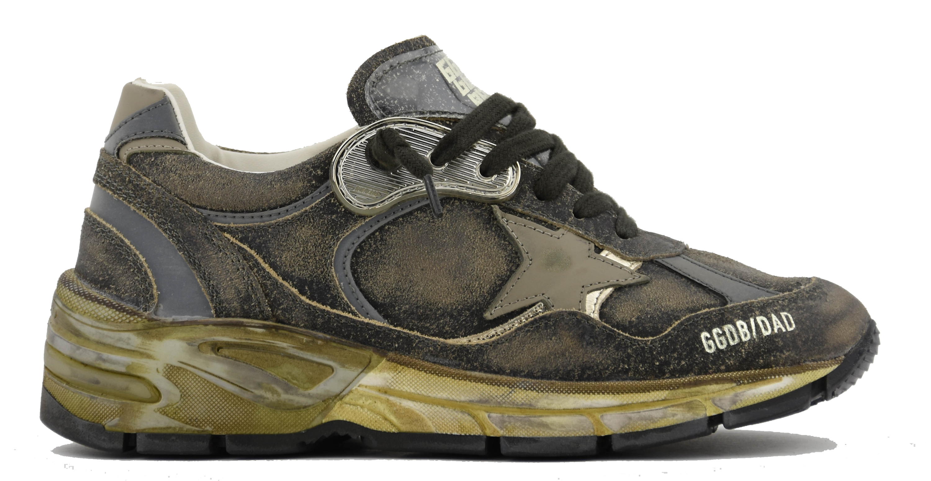 GOLDEN GOOSE RUNNING DAD BLACK SILVER KAKI