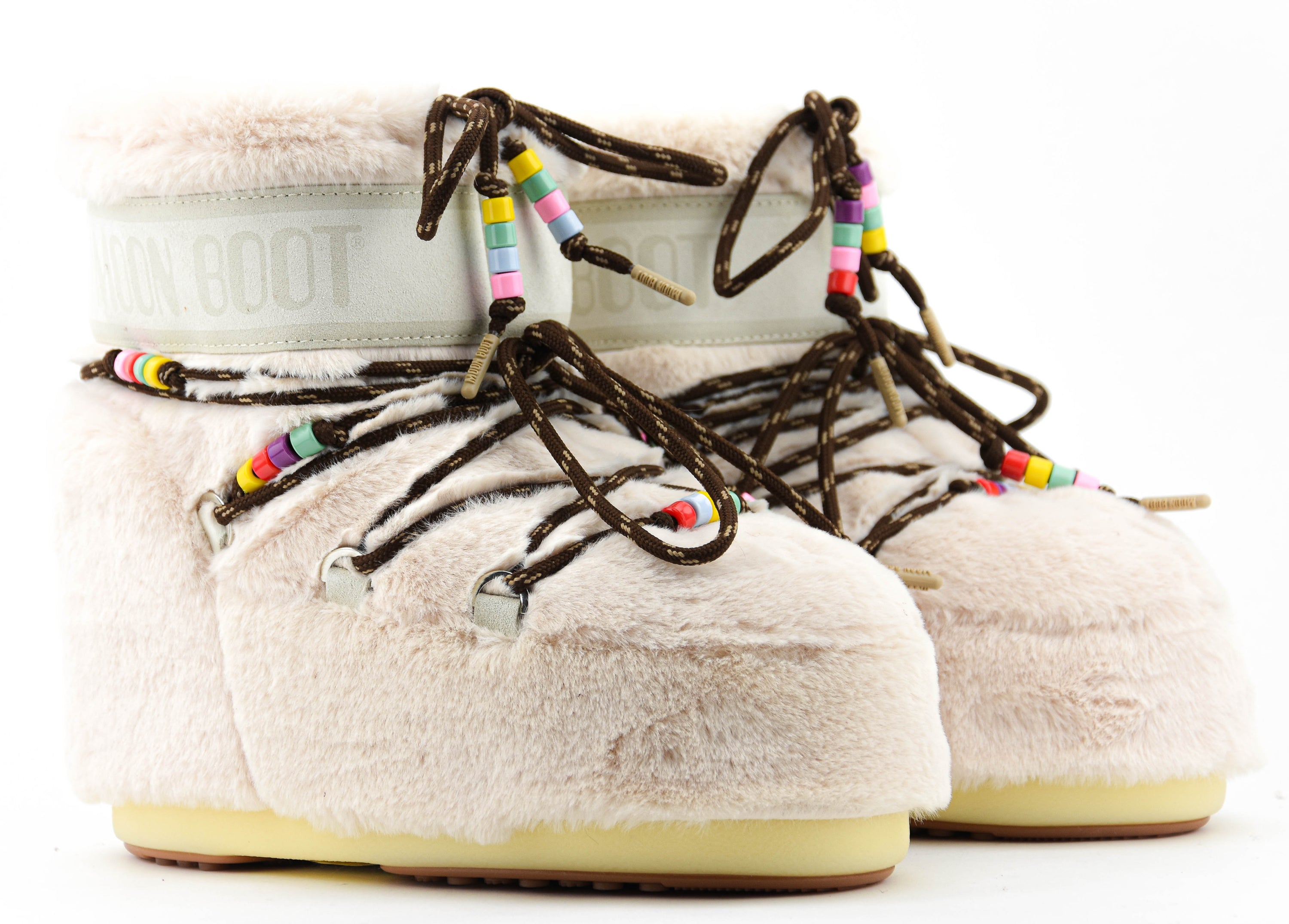 MOONBOOT ICON LOW FAUX FUR BEADS CREAM