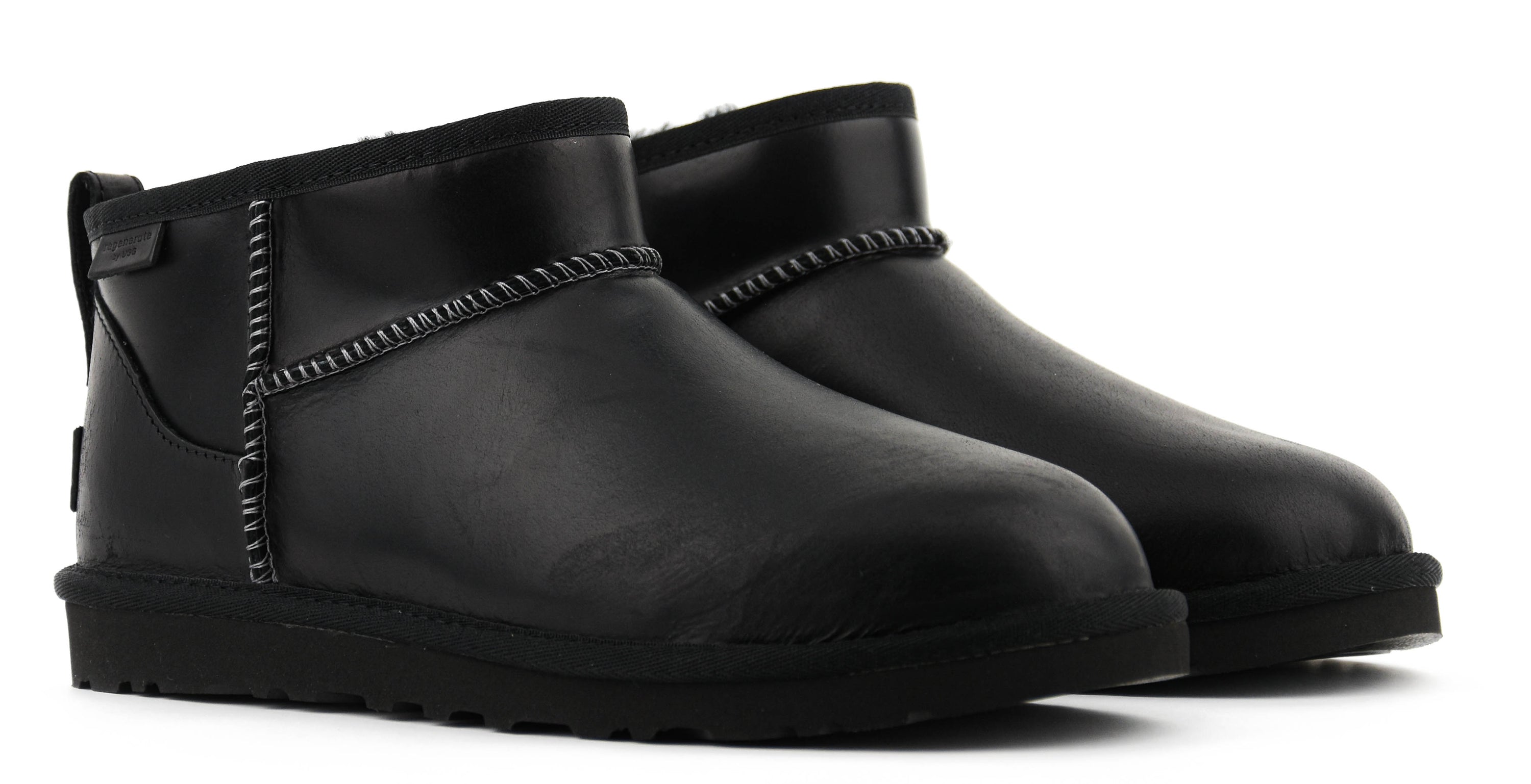 UGG CLASSIC ULTRA MINI LEATHER REGEN BLACK