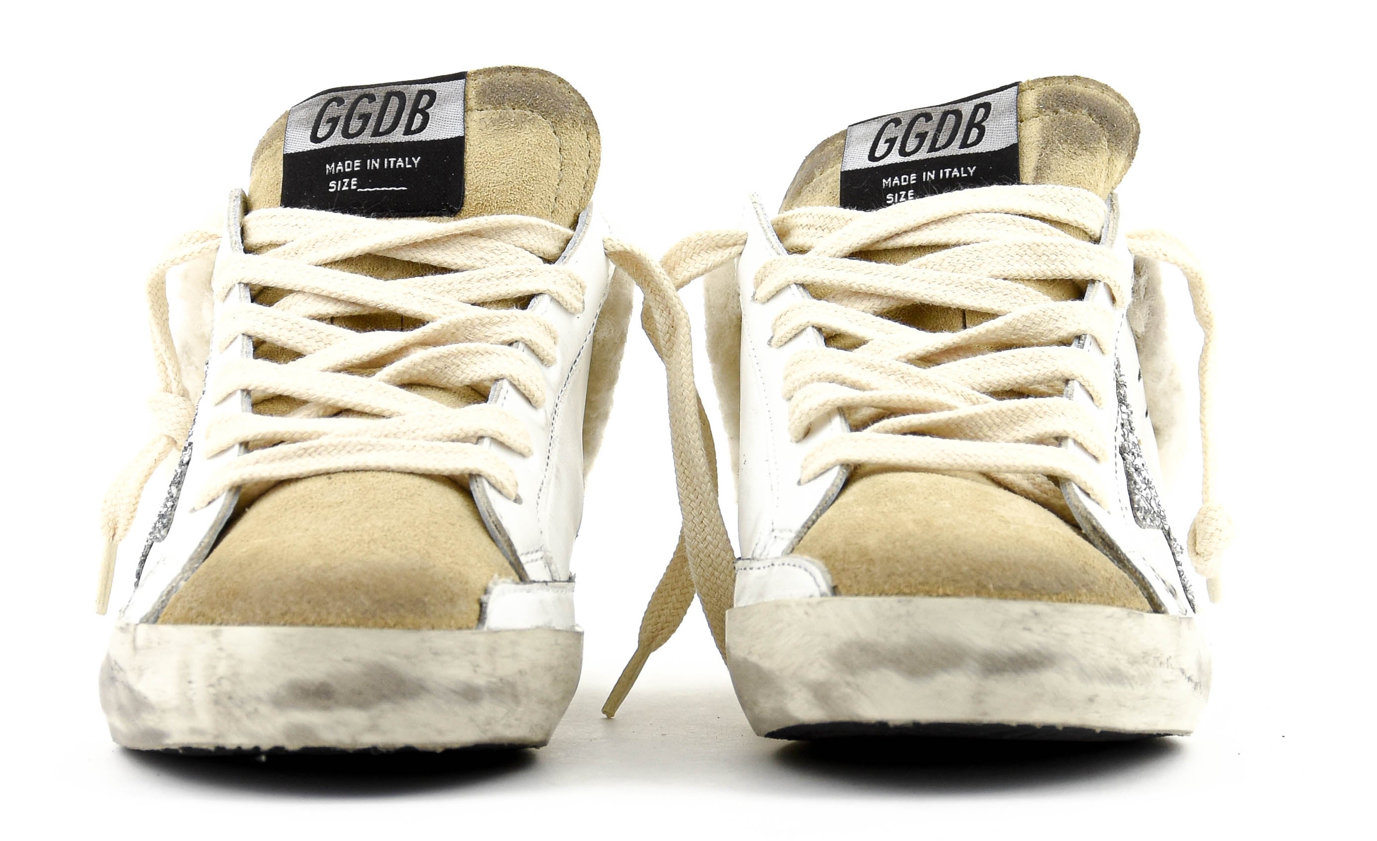 GOLDEN GOOSE SUPER STAR SABOT WHITE SILVER