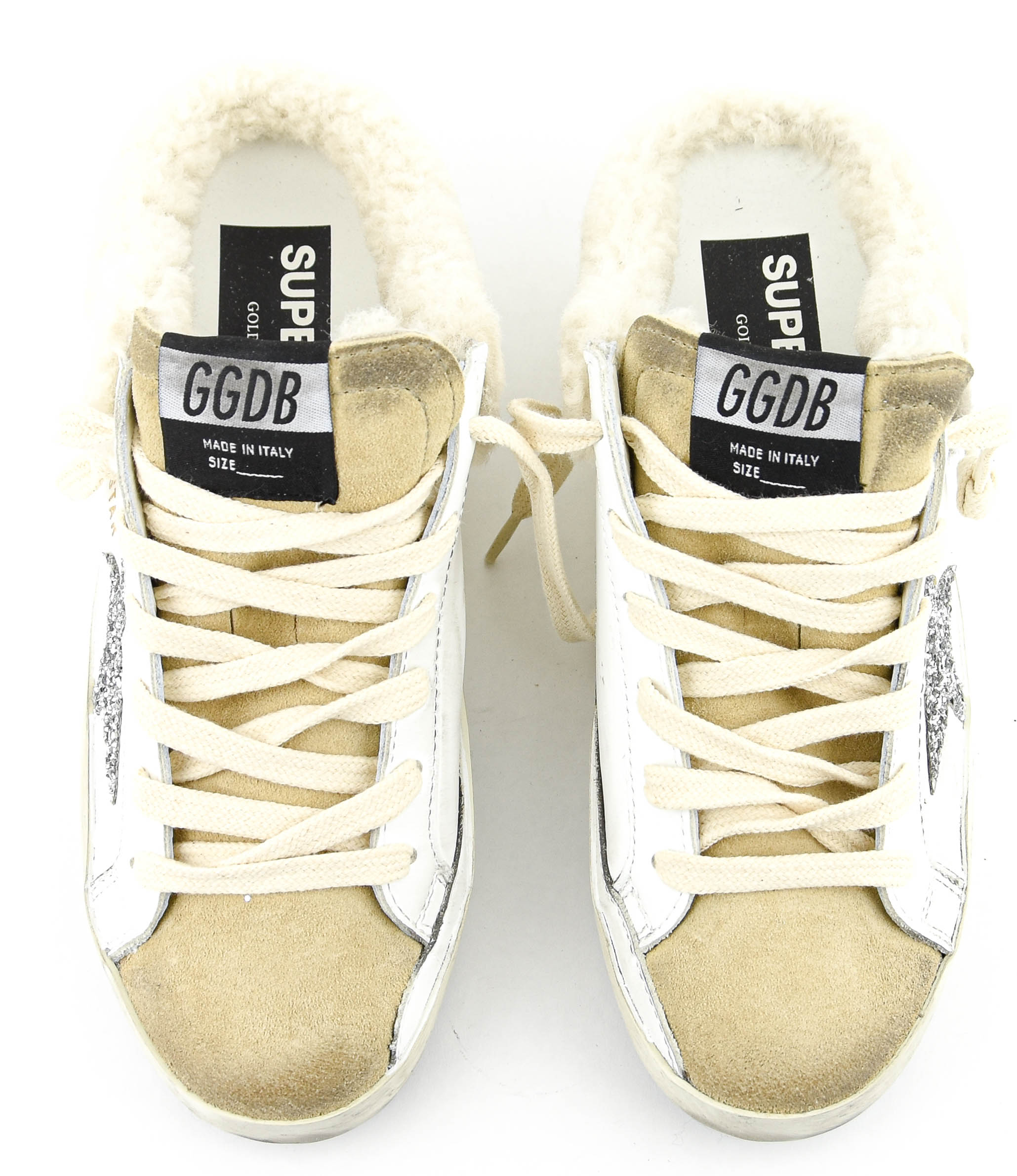 GOLDEN GOOSE SUPER STAR SABOT WHITE SILVER