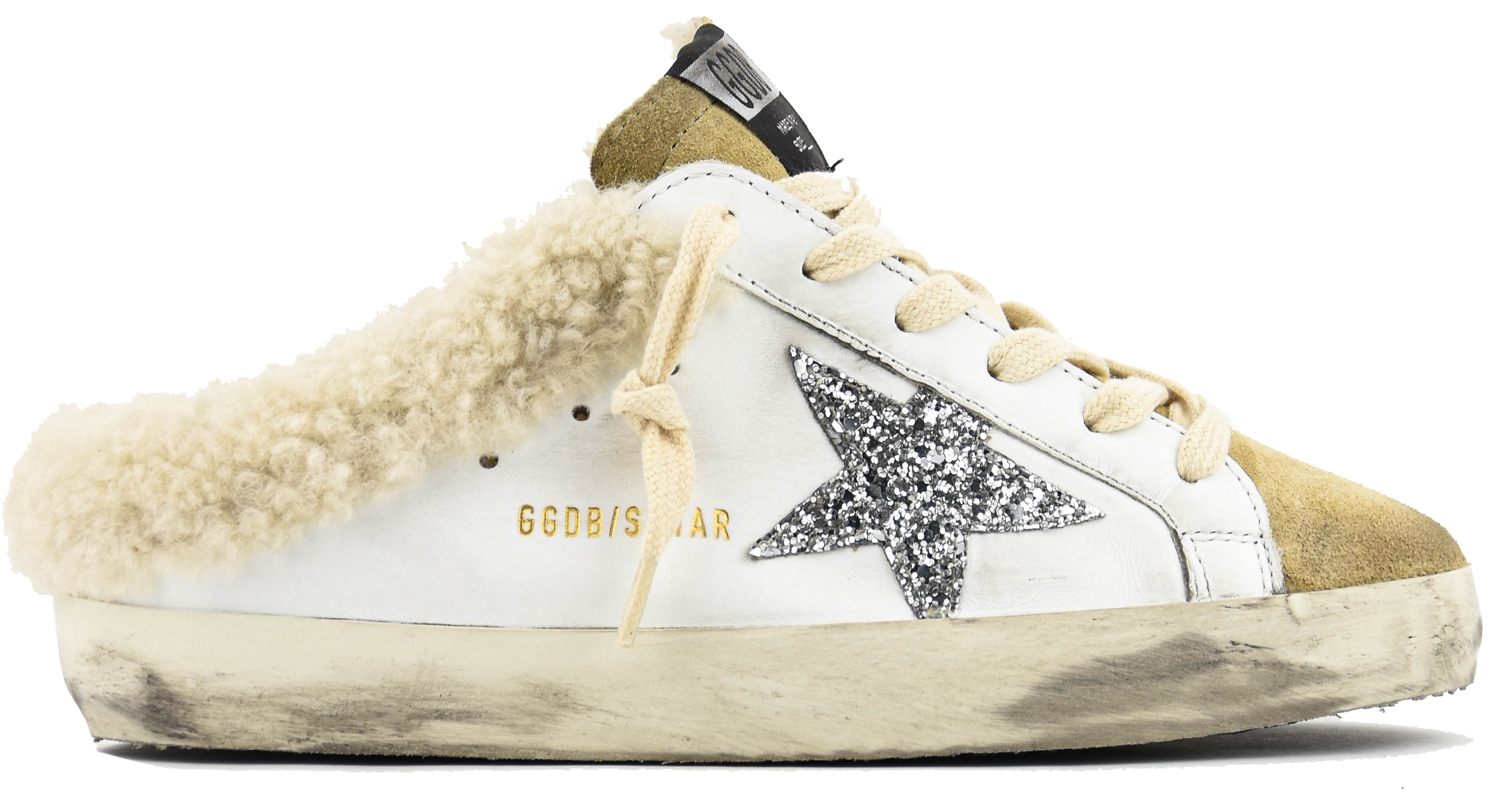 GOLDEN GOOSE SUPER STAR SABOT WHITE SILVER