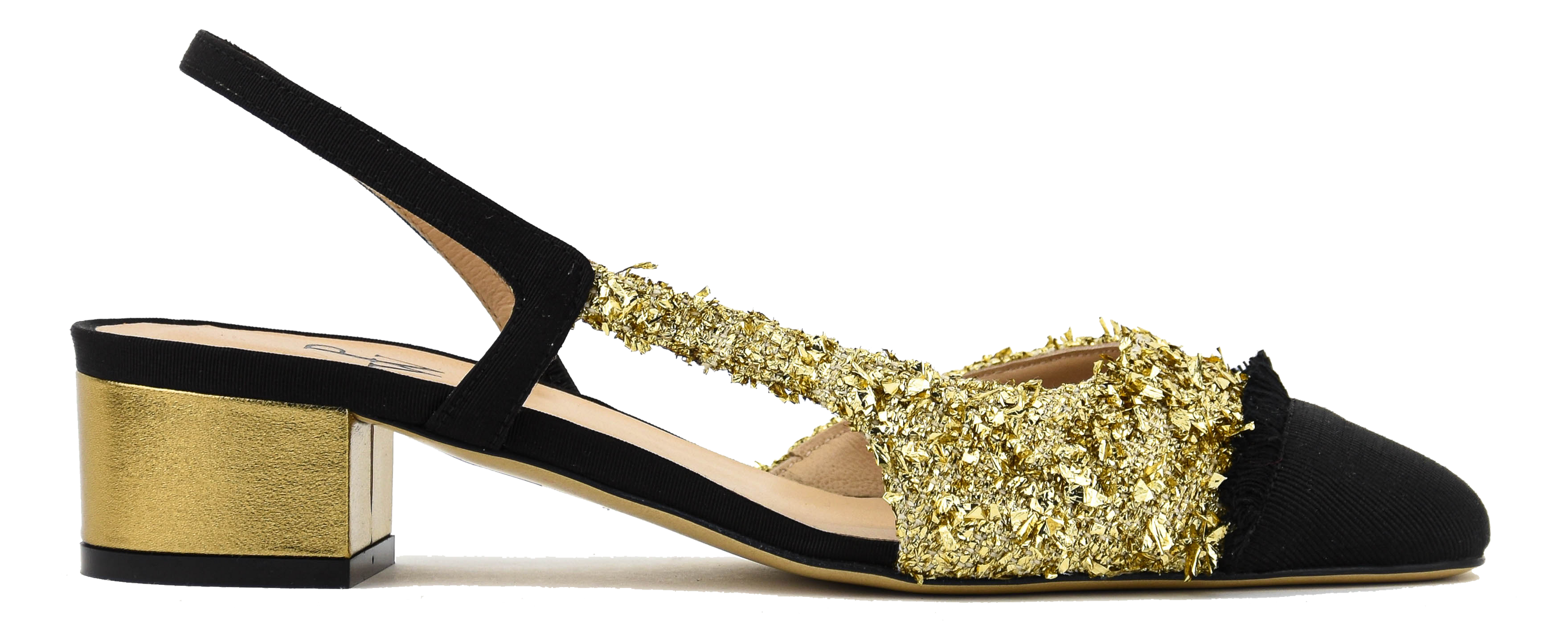 PAUL WARMER LOULOU SLINGBACK BALLERINA GOLD MAXI LUREX