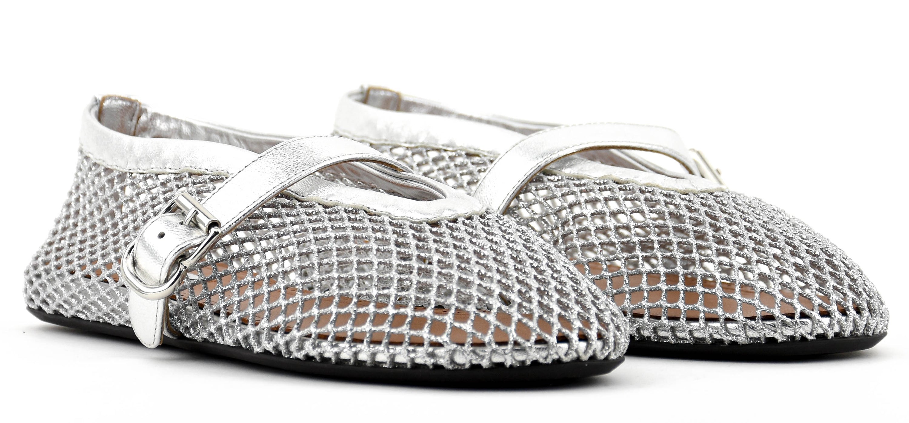 ALAIA BALLERINA FISHNET SILVER