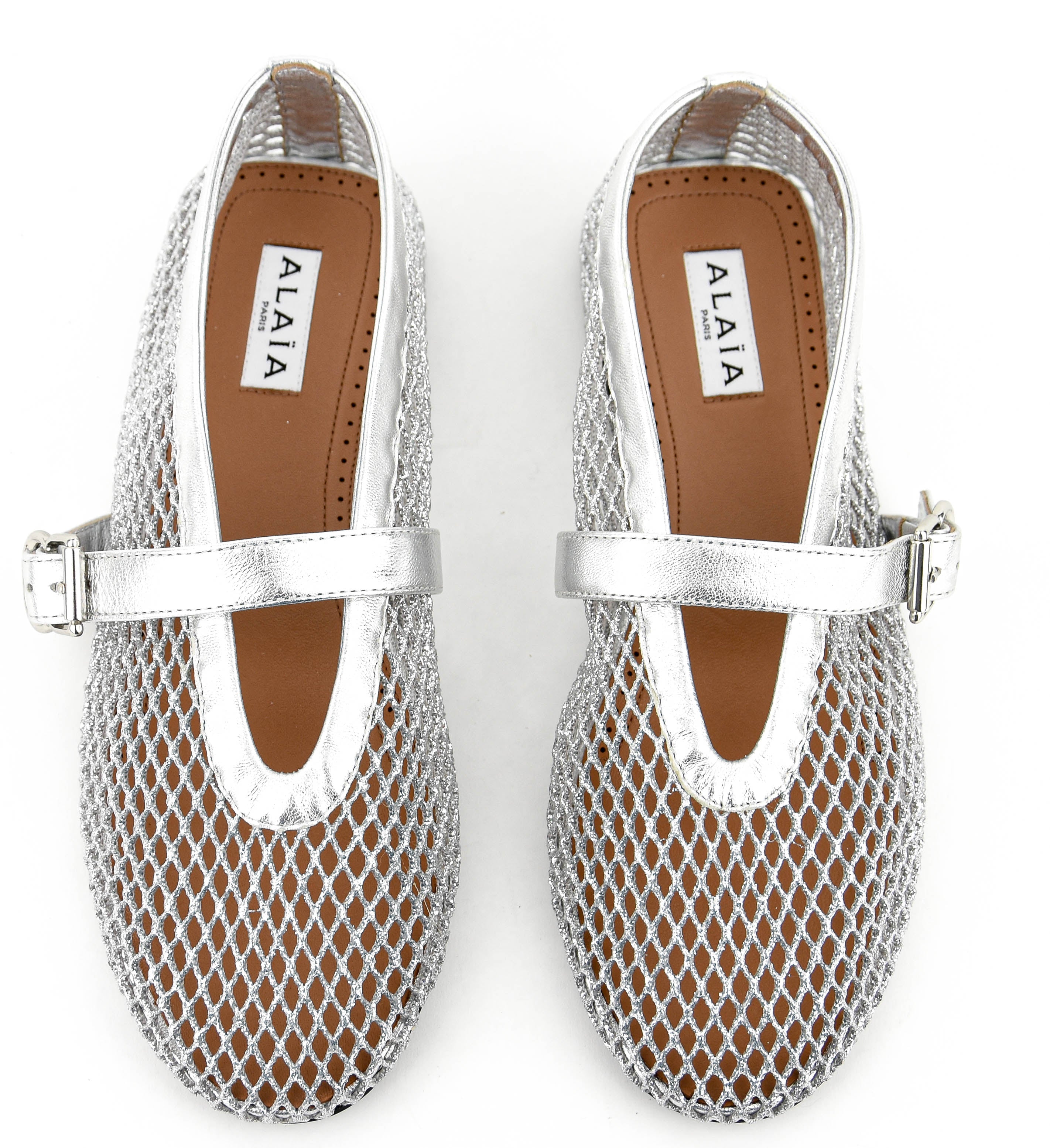 ALAIA BALLERINA FISHNET SILVER