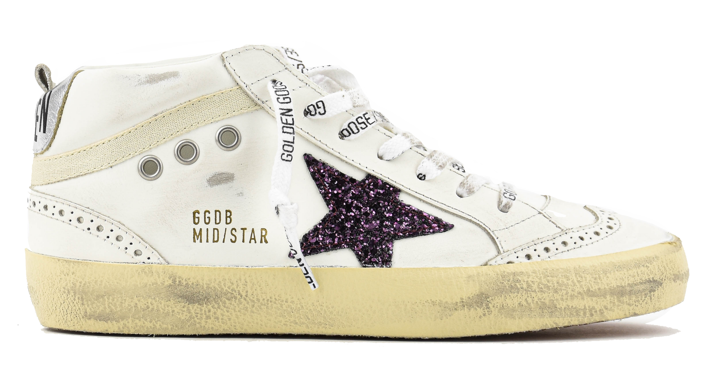 GOLDEN GOOSE MID STAR WHITE BORDO