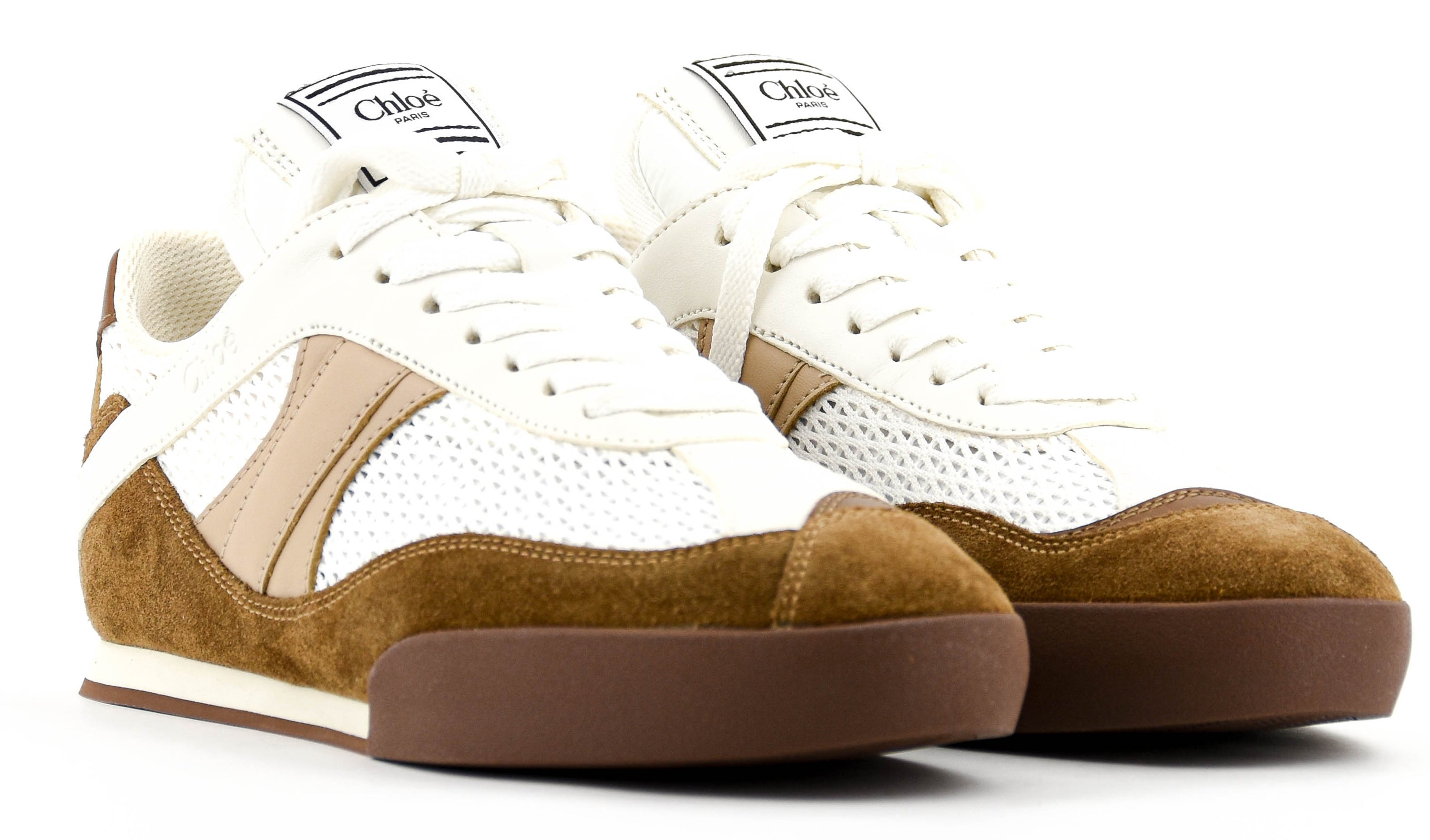 CHLOE KICK SNEAKER LOW NATURAL BROWN