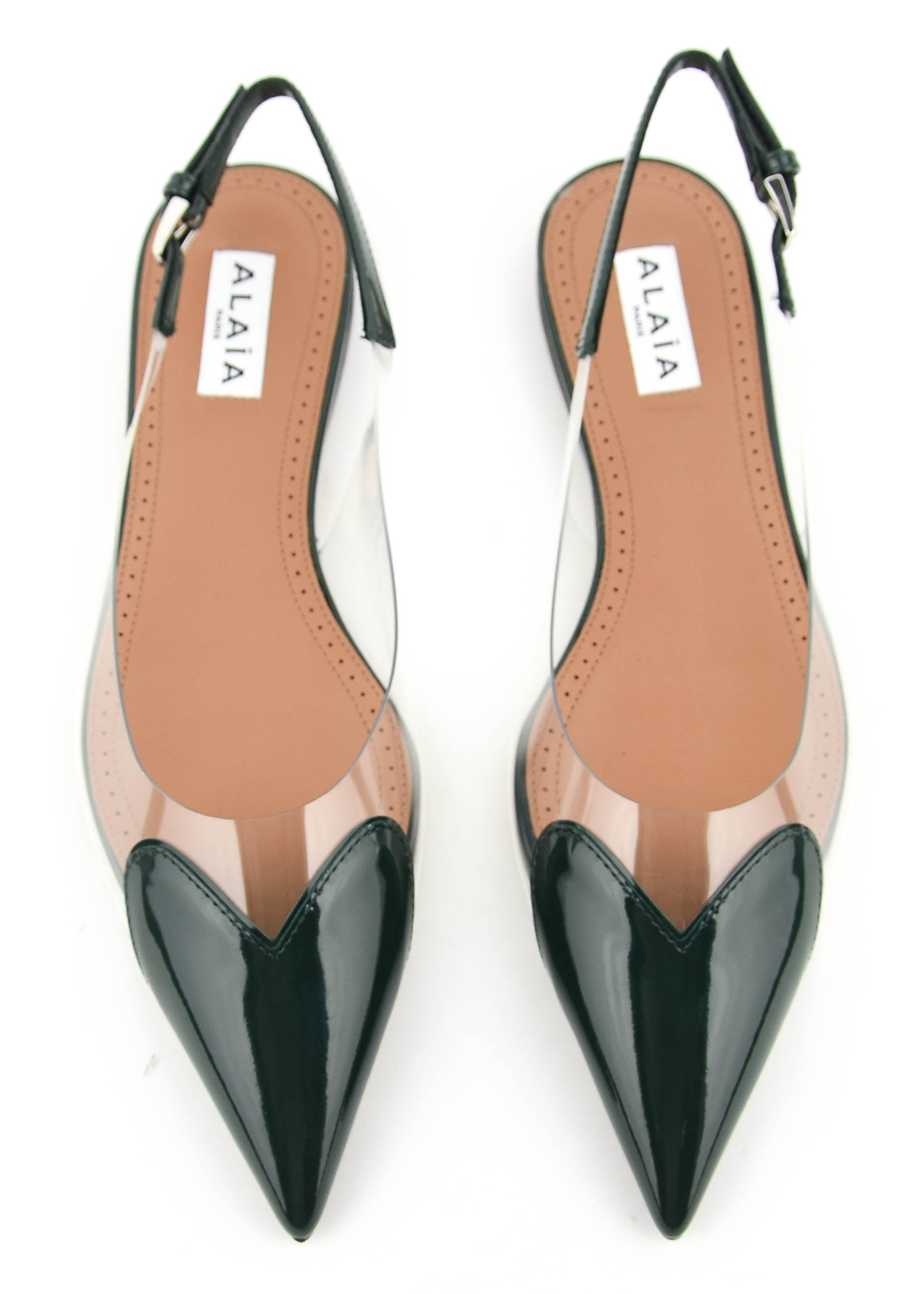 ALAIA LE COEUR BALLERINA FLAT SLINGBACK GREEN