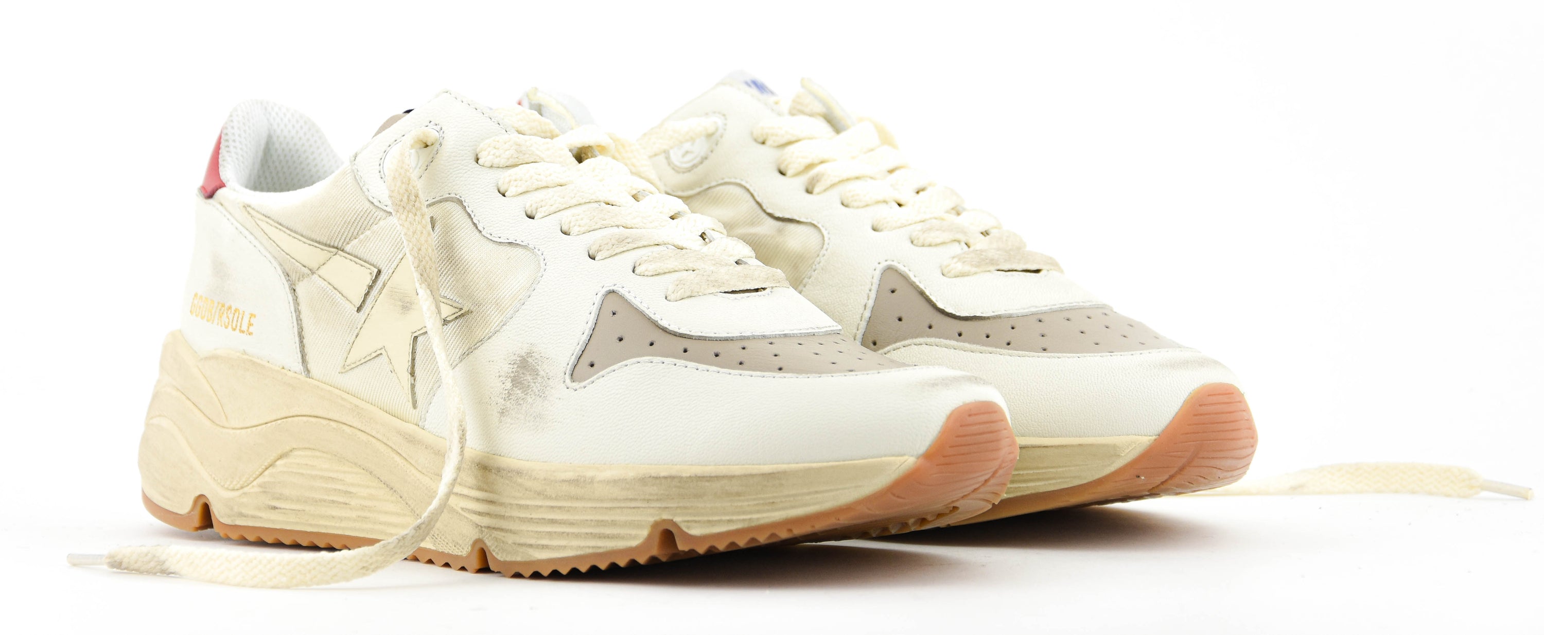 GOLDEN GOOSE RUNNING SOLE WHITE TAUPE