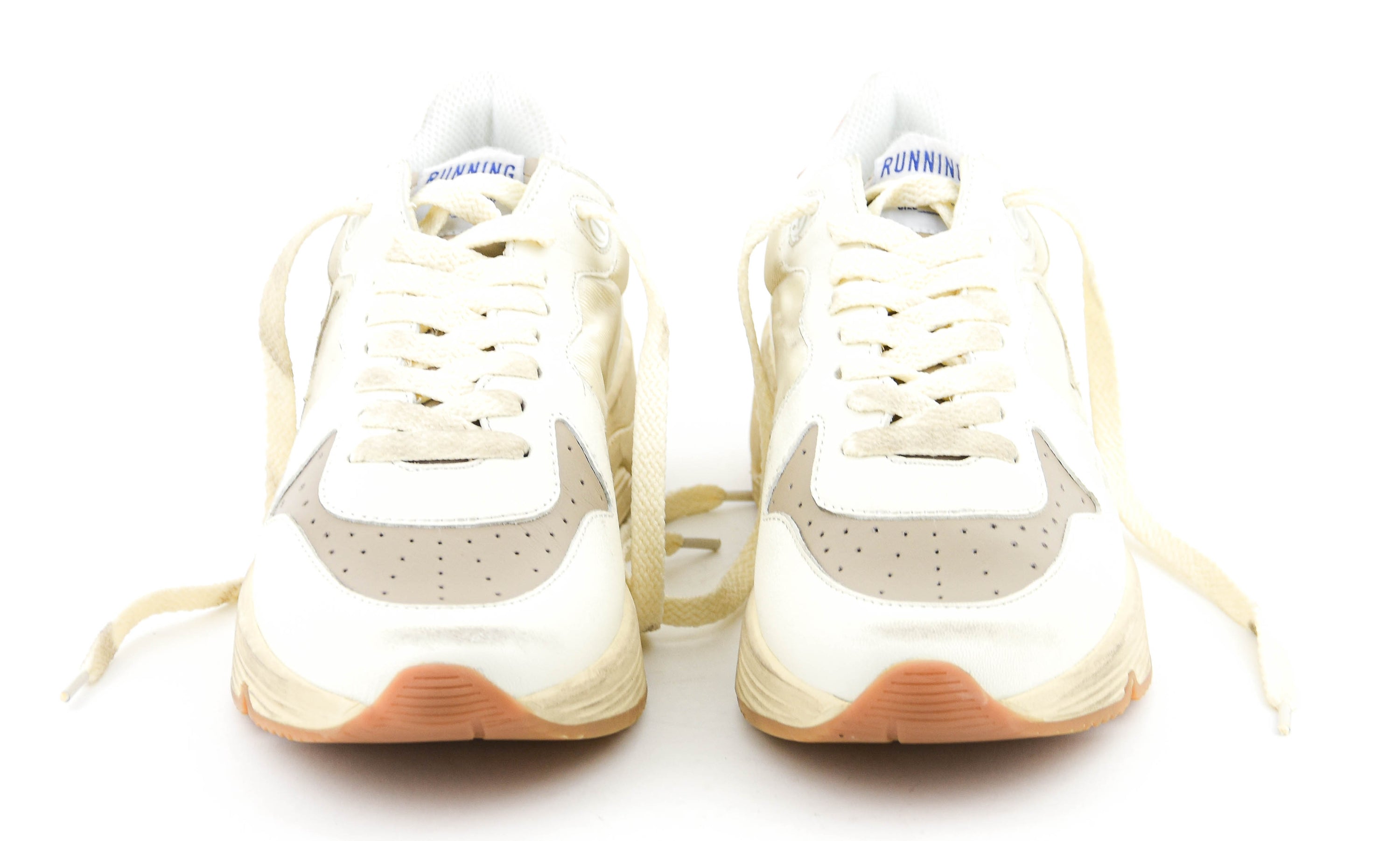 GOLDEN GOOSE RUNNING SOLE WHITE TAUPE