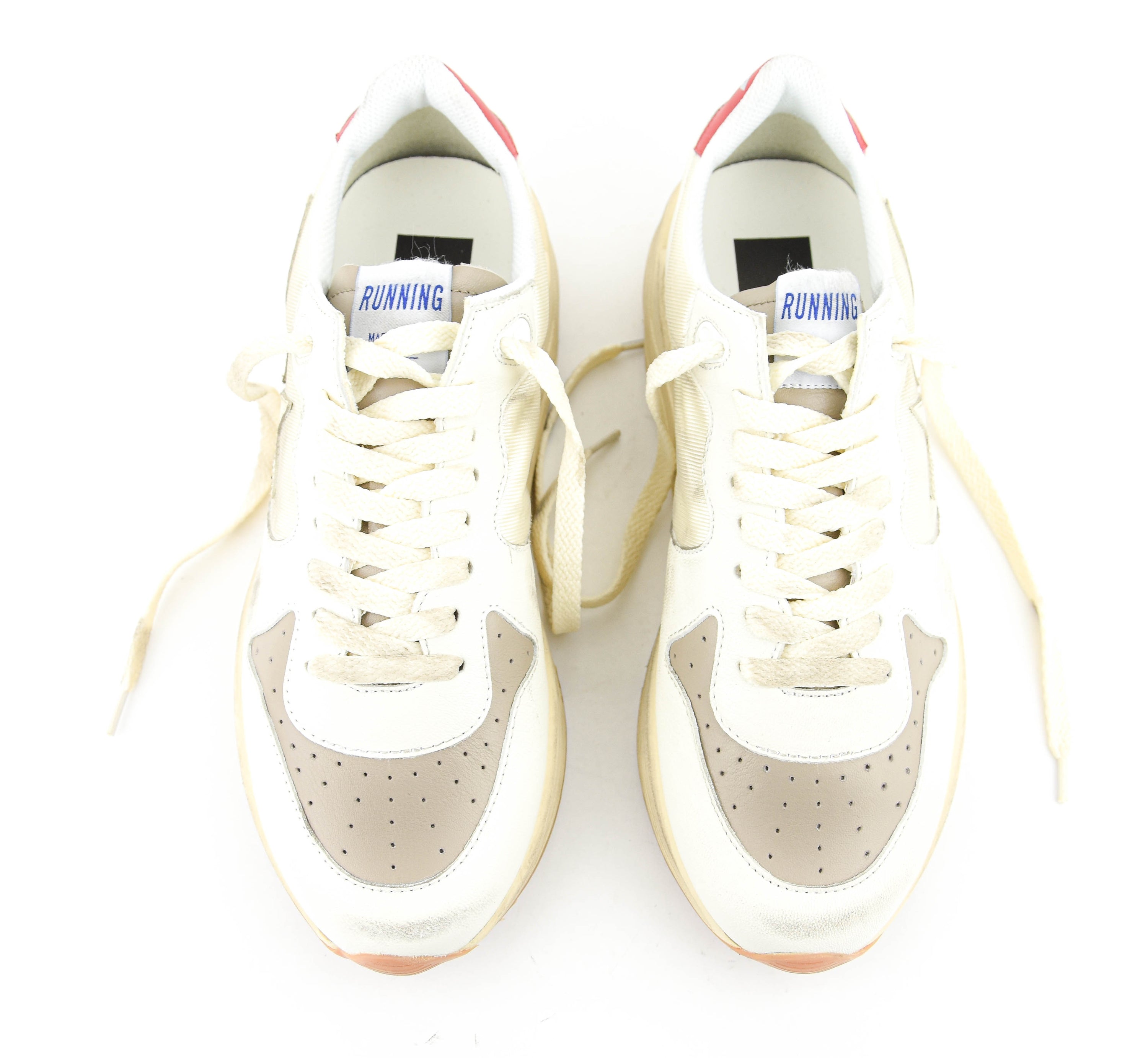 GOLDEN GOOSE RUNNING SOLE WHITE TAUPE