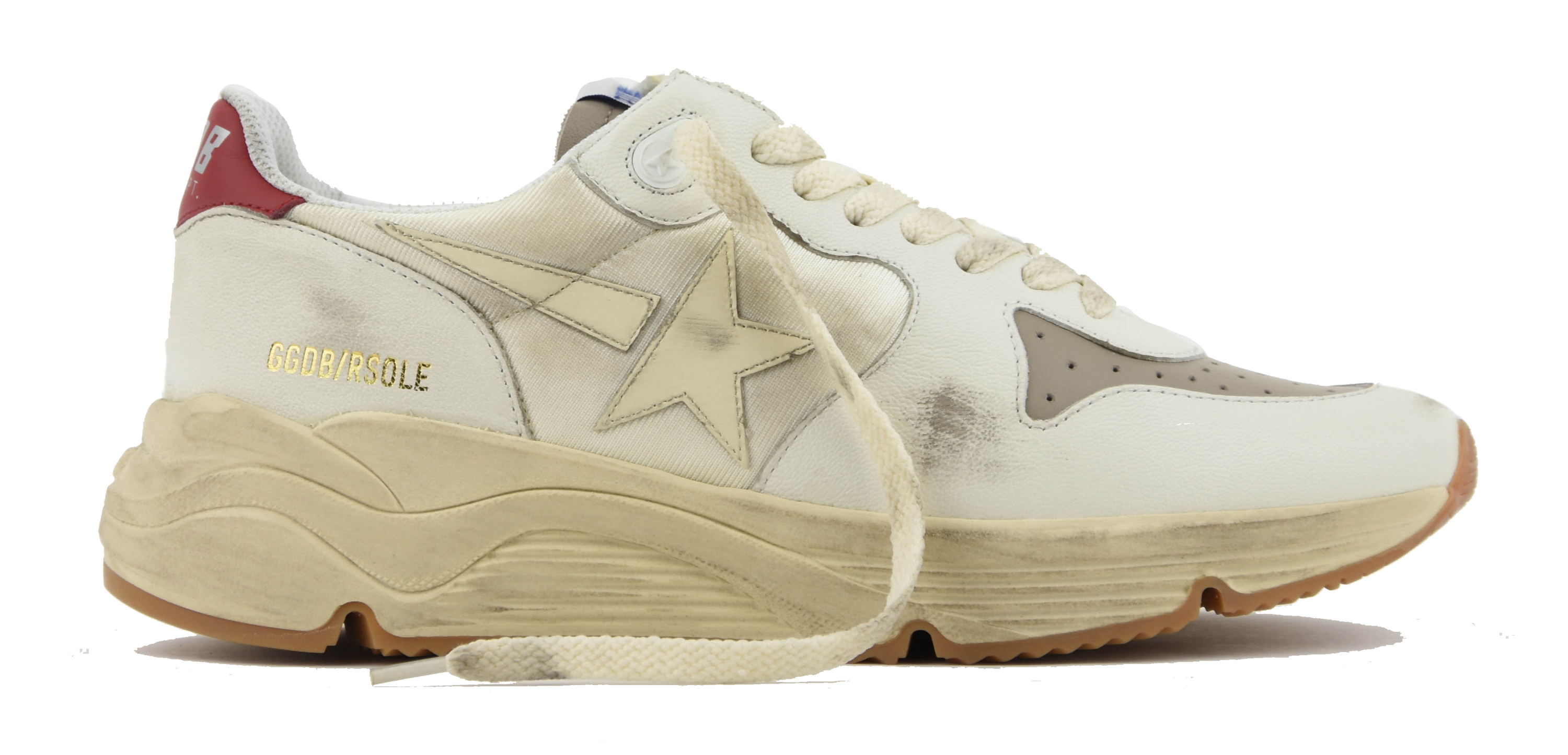 GOLDEN GOOSE RUNNING SOLE WHITE TAUPE