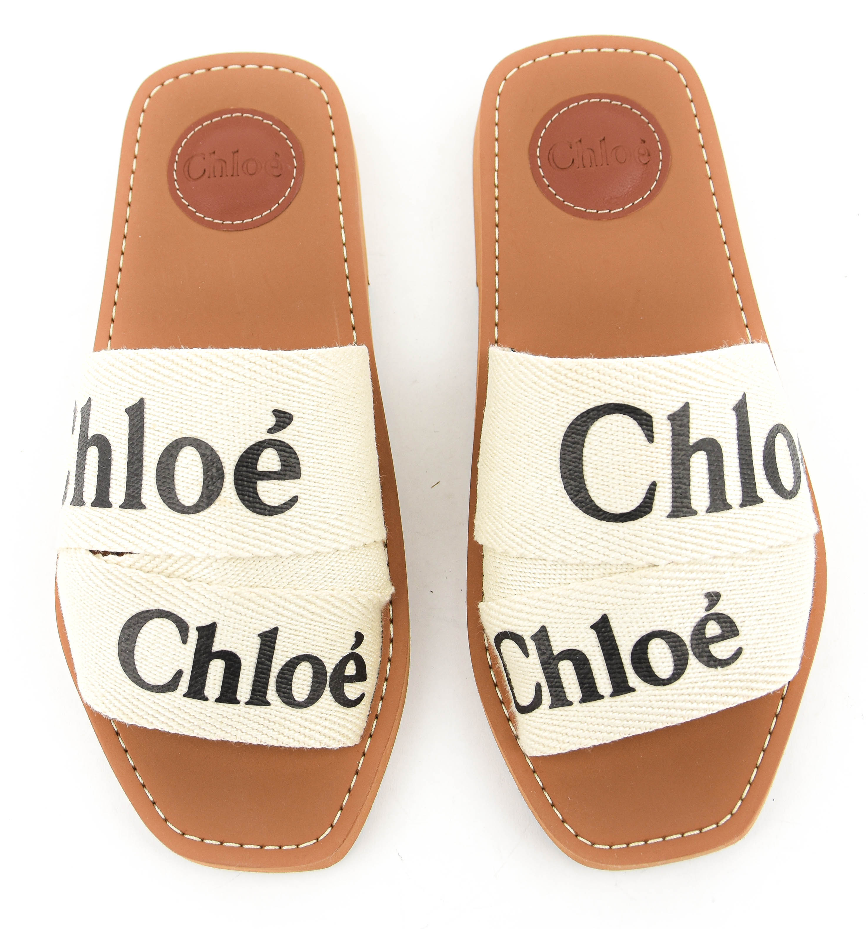 CHLOE WOODY SLIDE WHITE