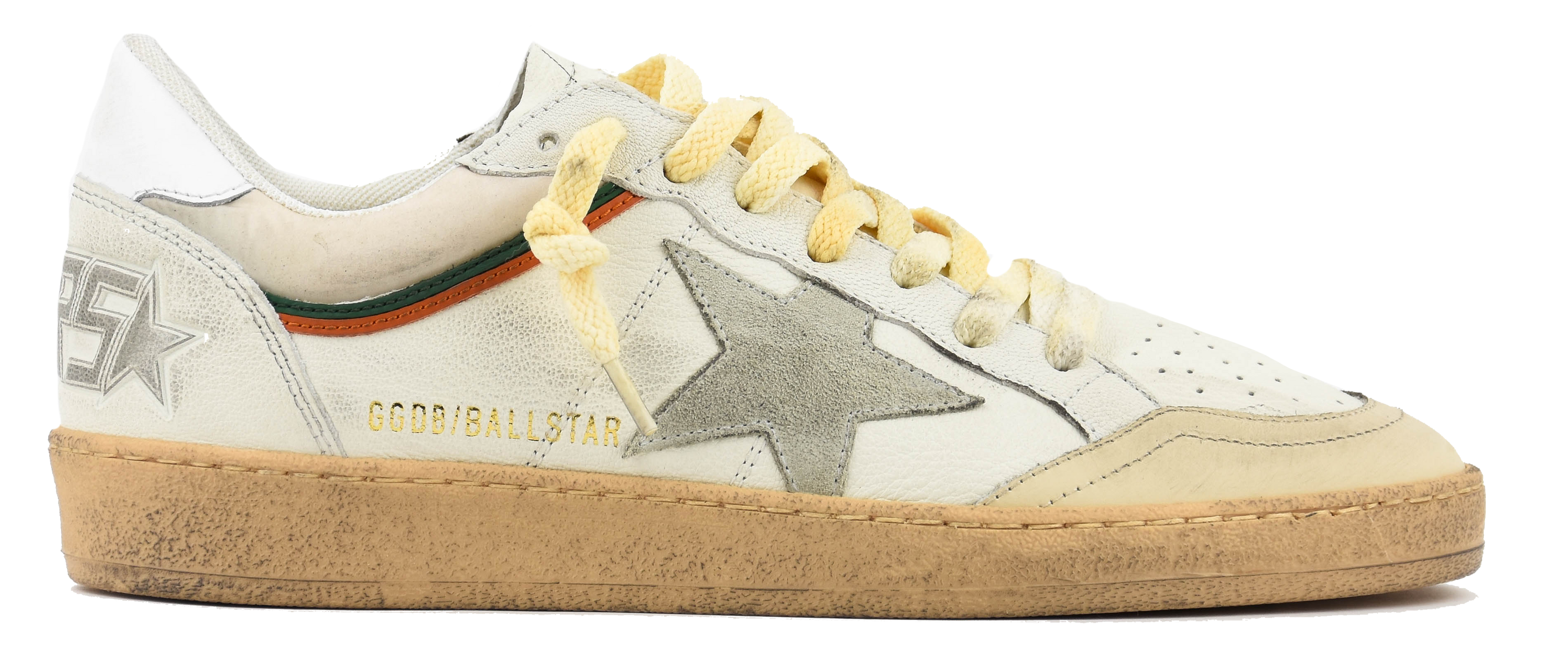 GOLDEN GOOSE BALLSTAR WHITE BEIGE GREEN