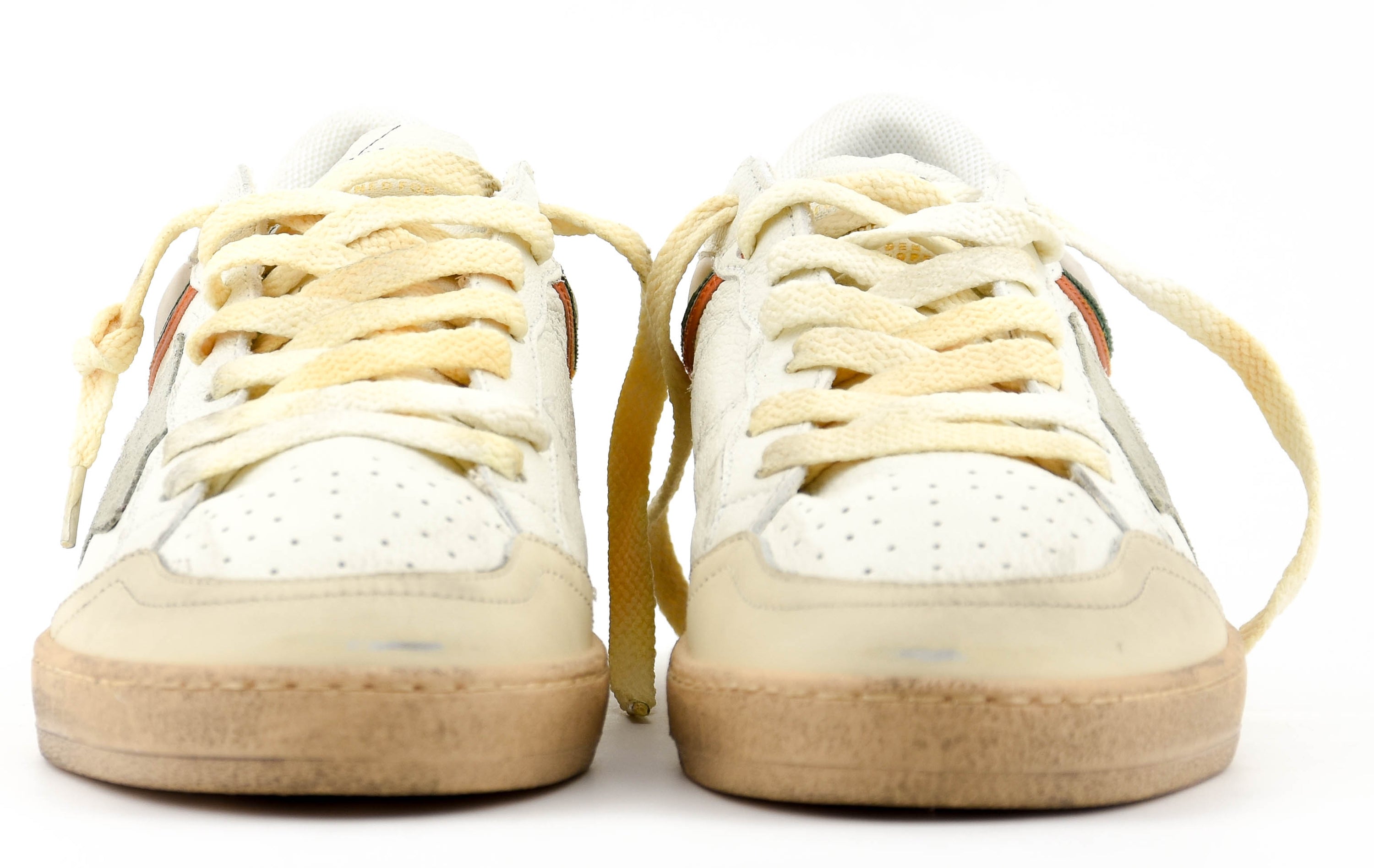 GOLDEN GOOSE BALLSTAR WHITE BEIGE GREEN