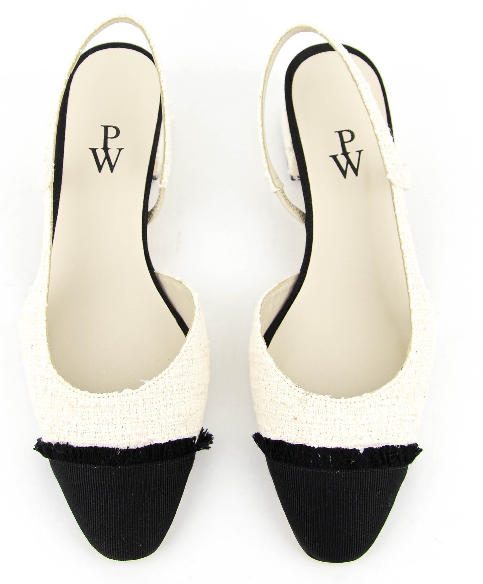 PAUL WARMER LOULOU SLINGBACK BALLERINA WHITE BLACK