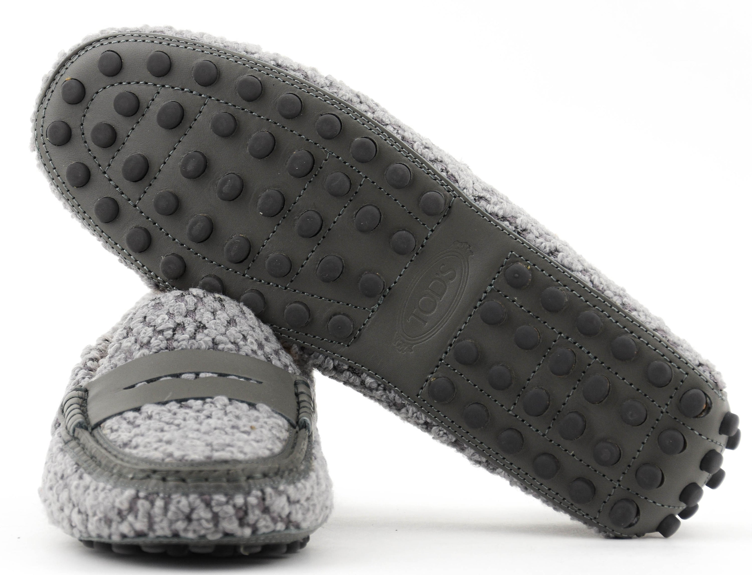 TOD'S MOCCASSINE GREY BOUCLE