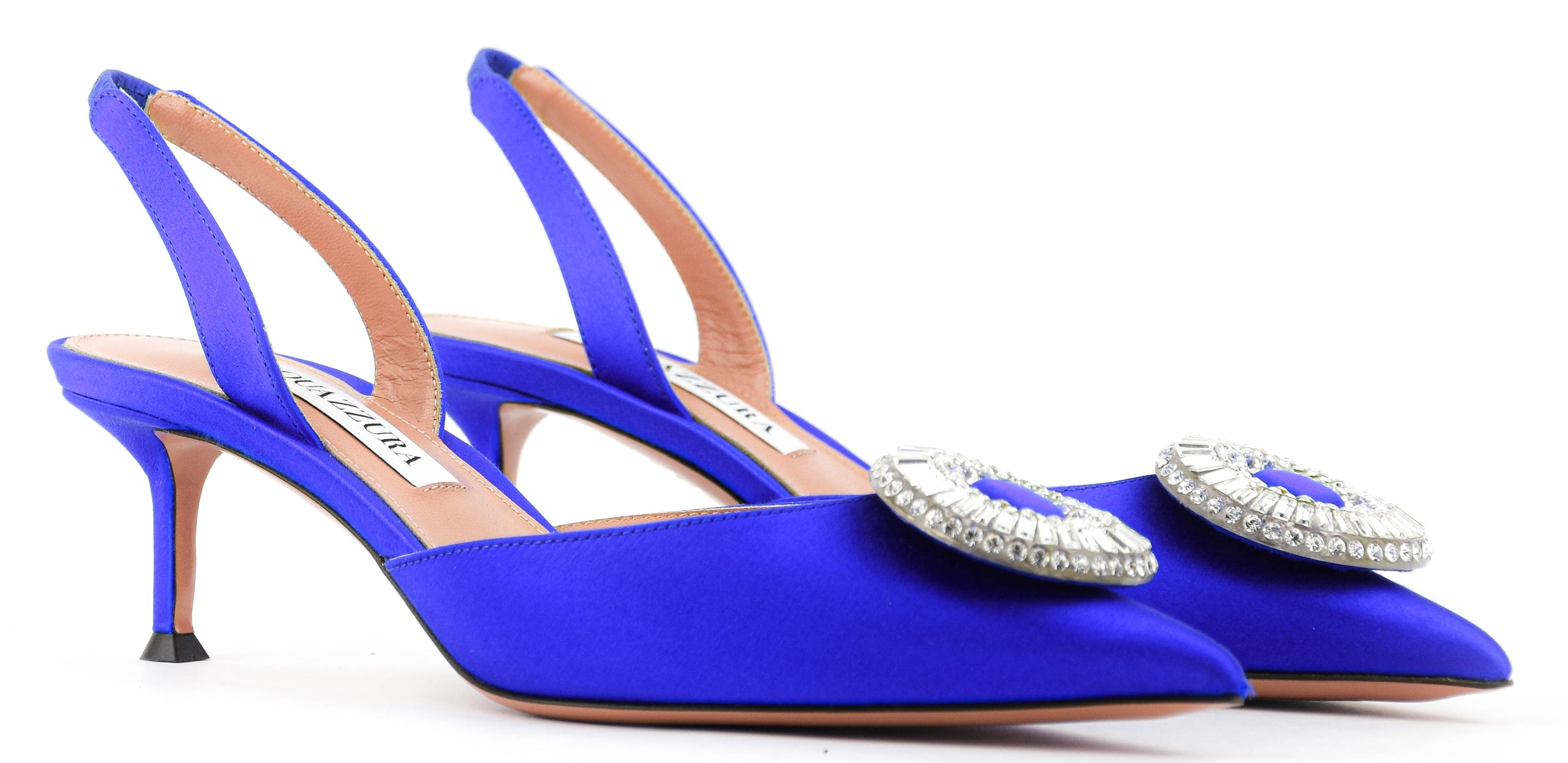 AQUAZZURA CRYSTAL HOOP SLING ROYAL BLUE