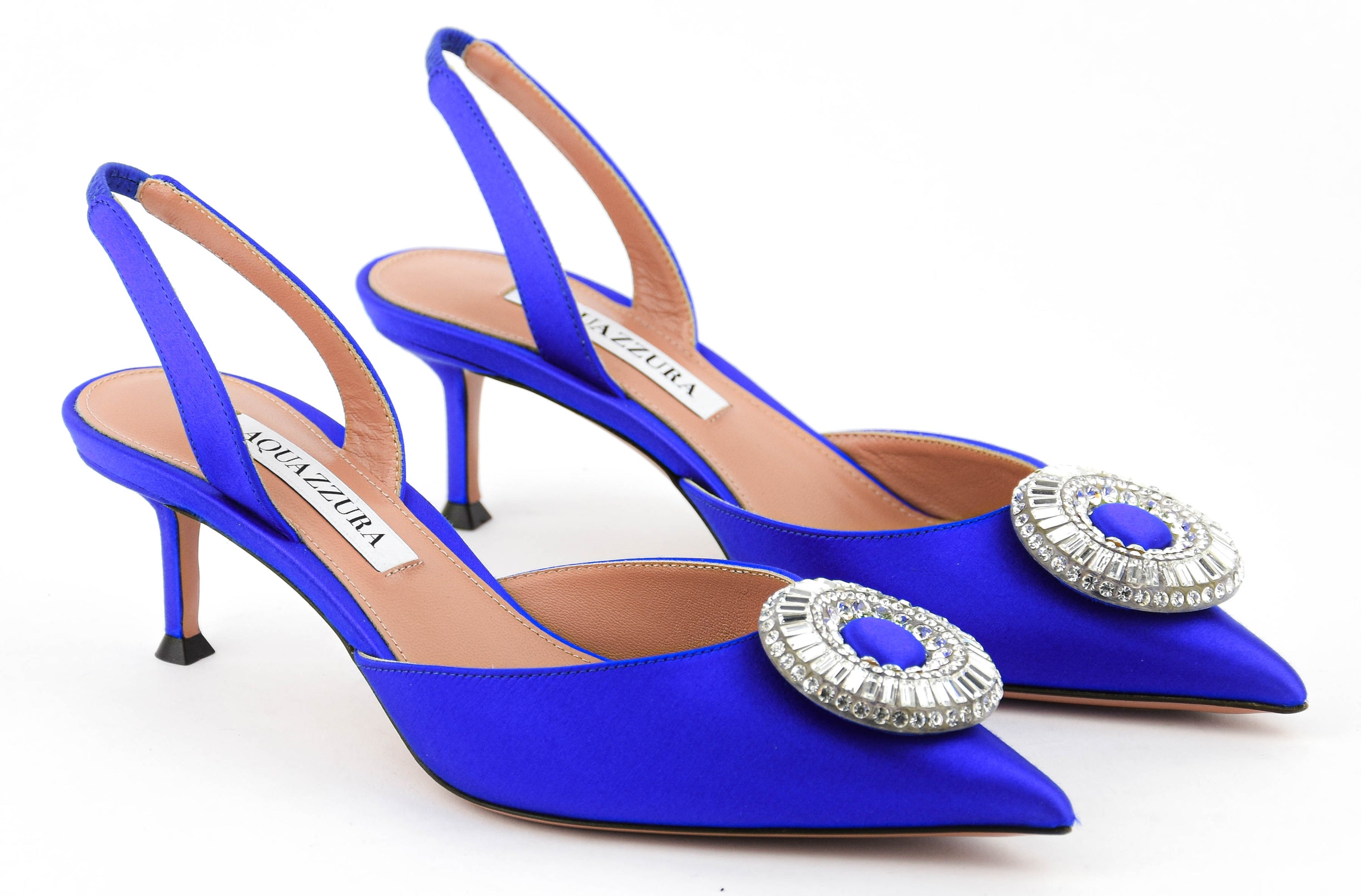 AQUAZZURA CRYSTAL HOOP SLING ROYAL BLUE