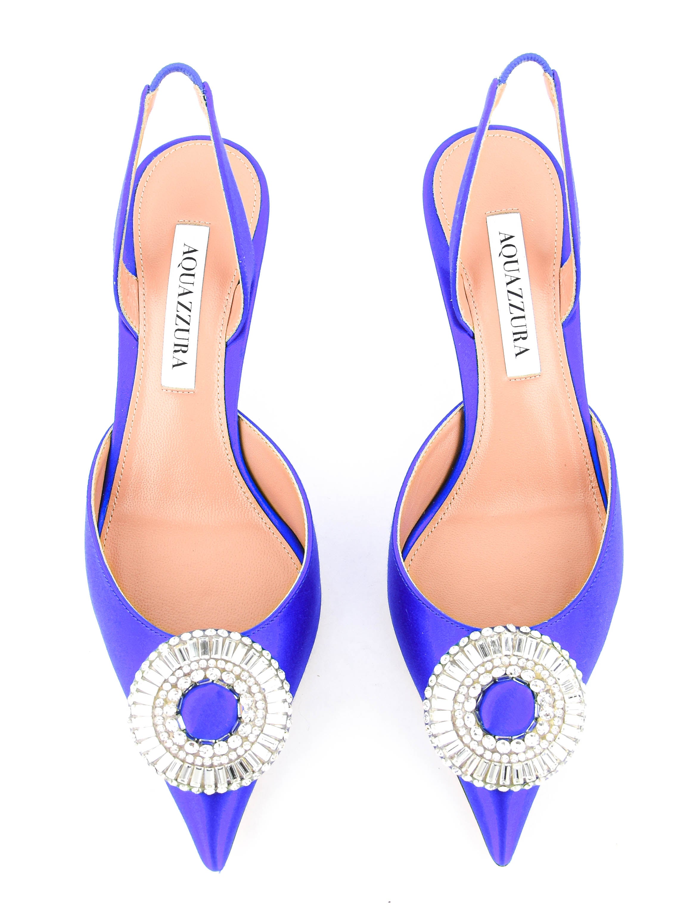 AQUAZZURA CRYSTAL HOOP SLING ROYAL BLUE