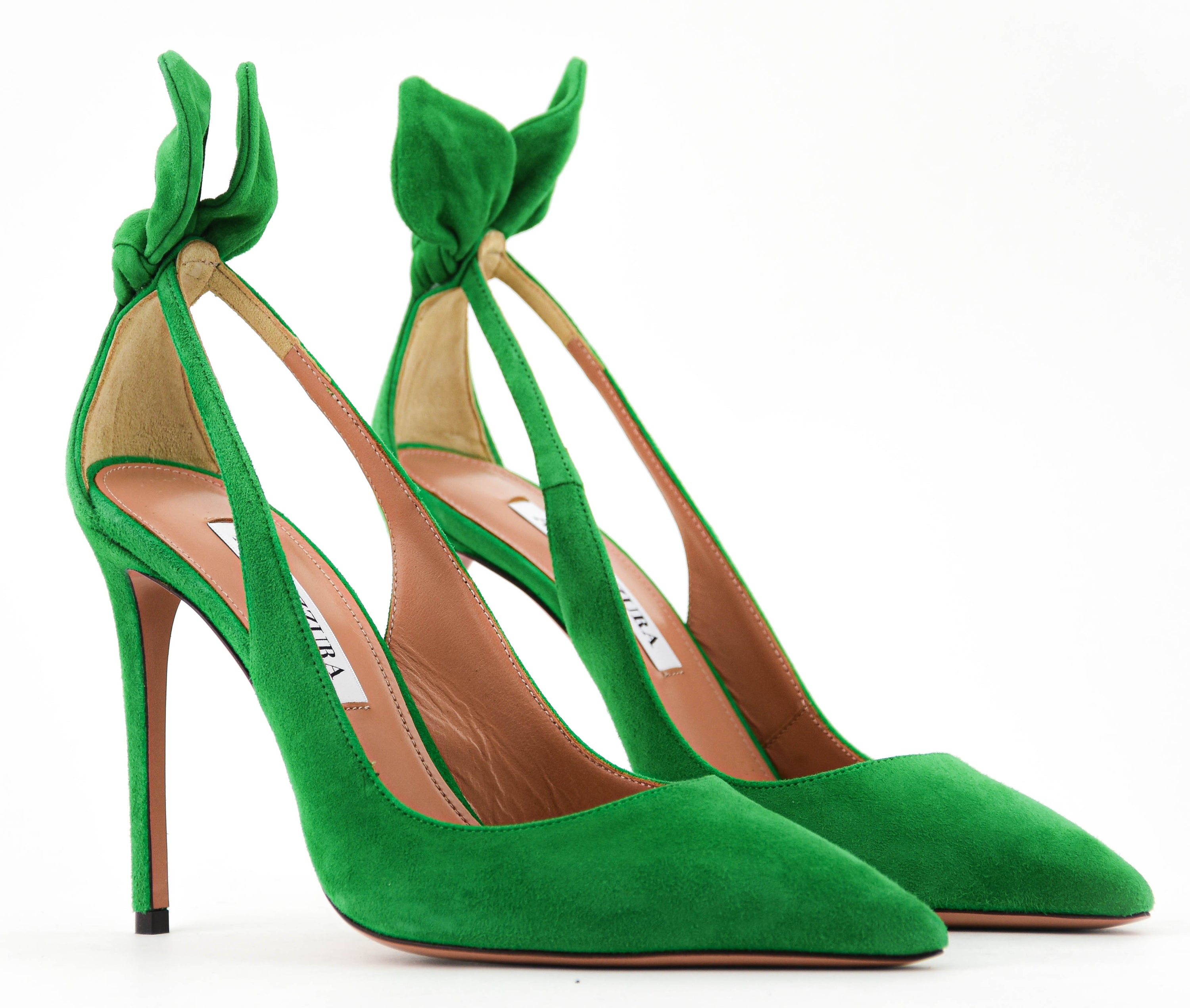 AQUAZZURA BOW TIE PUMP EMERALD 105