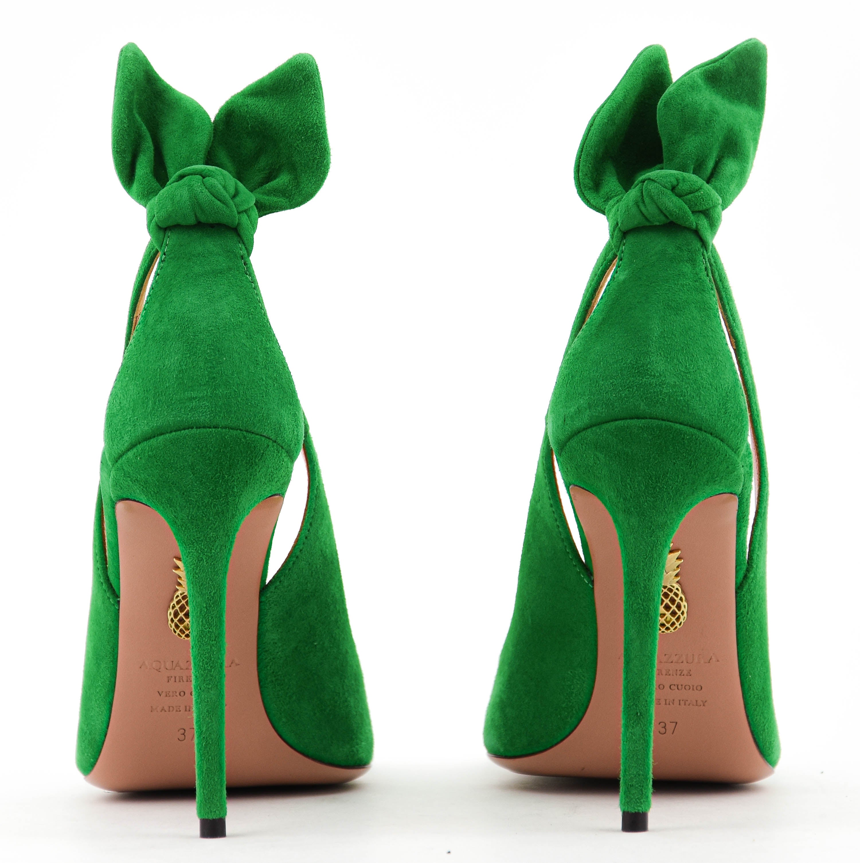 AQUAZZURA BOW TIE PUMP EMERALD 105