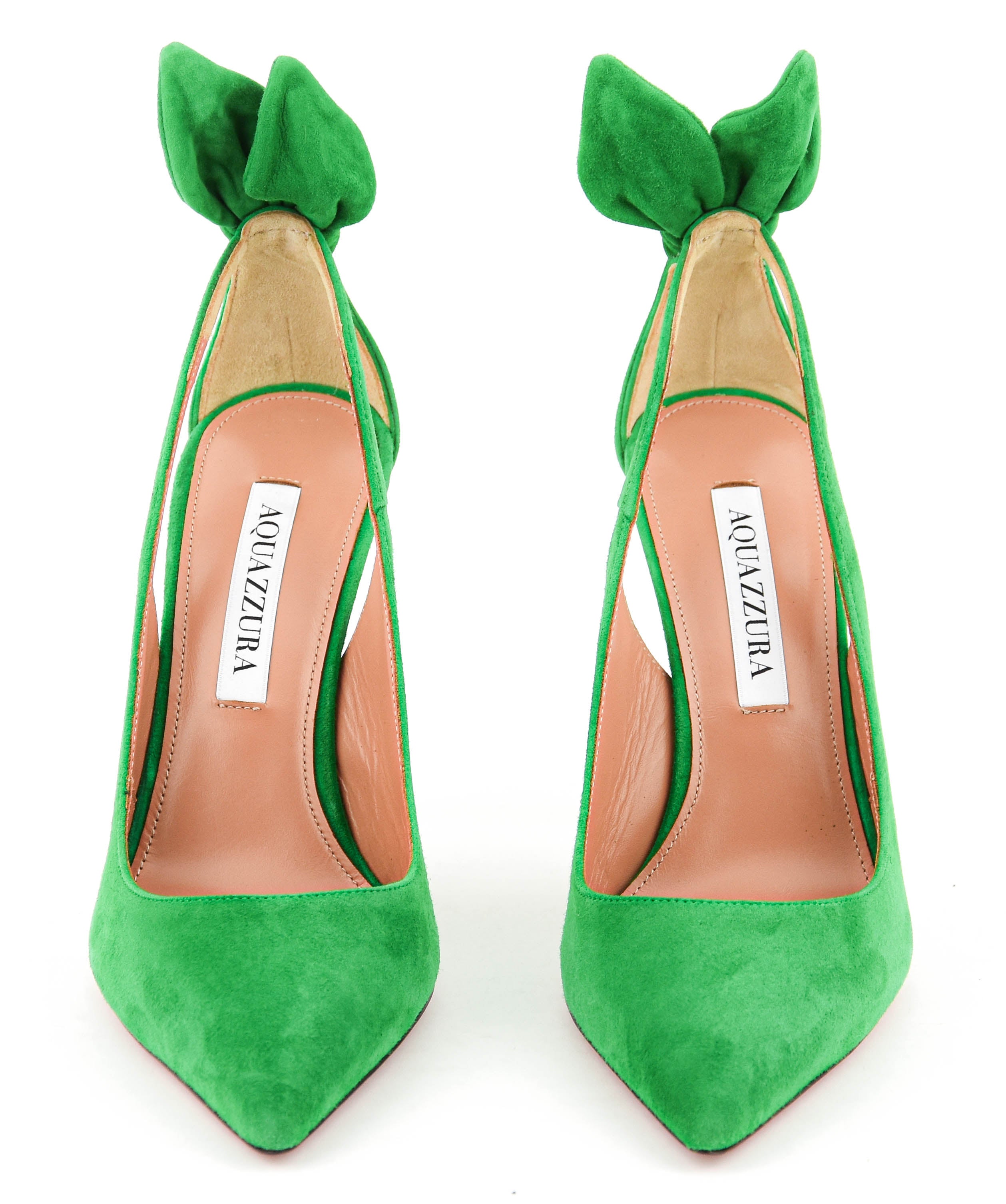 AQUAZZURA BOW TIE PUMP EMERALD 105