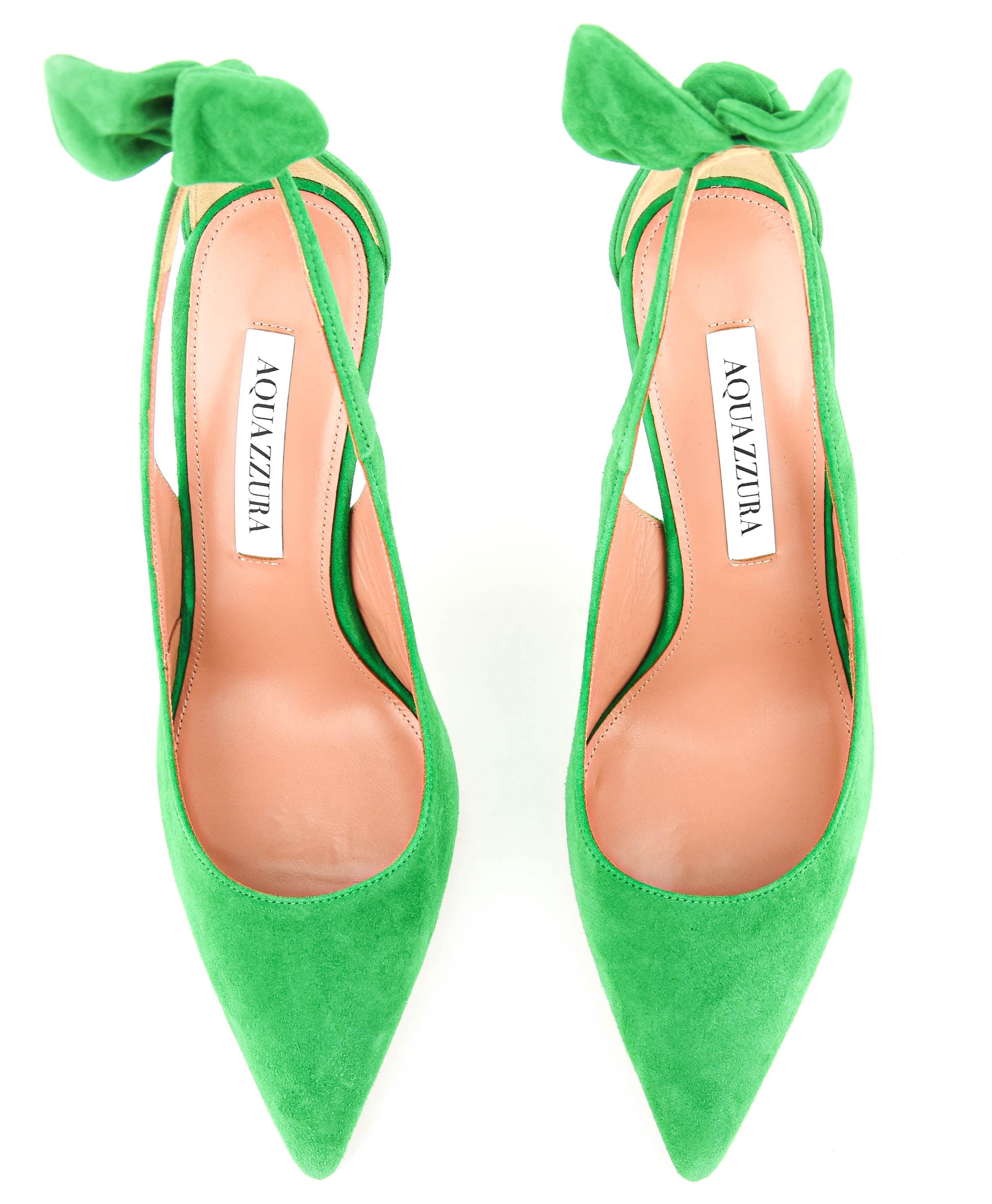 AQUAZZURA BOW TIE PUMP EMERALD 105