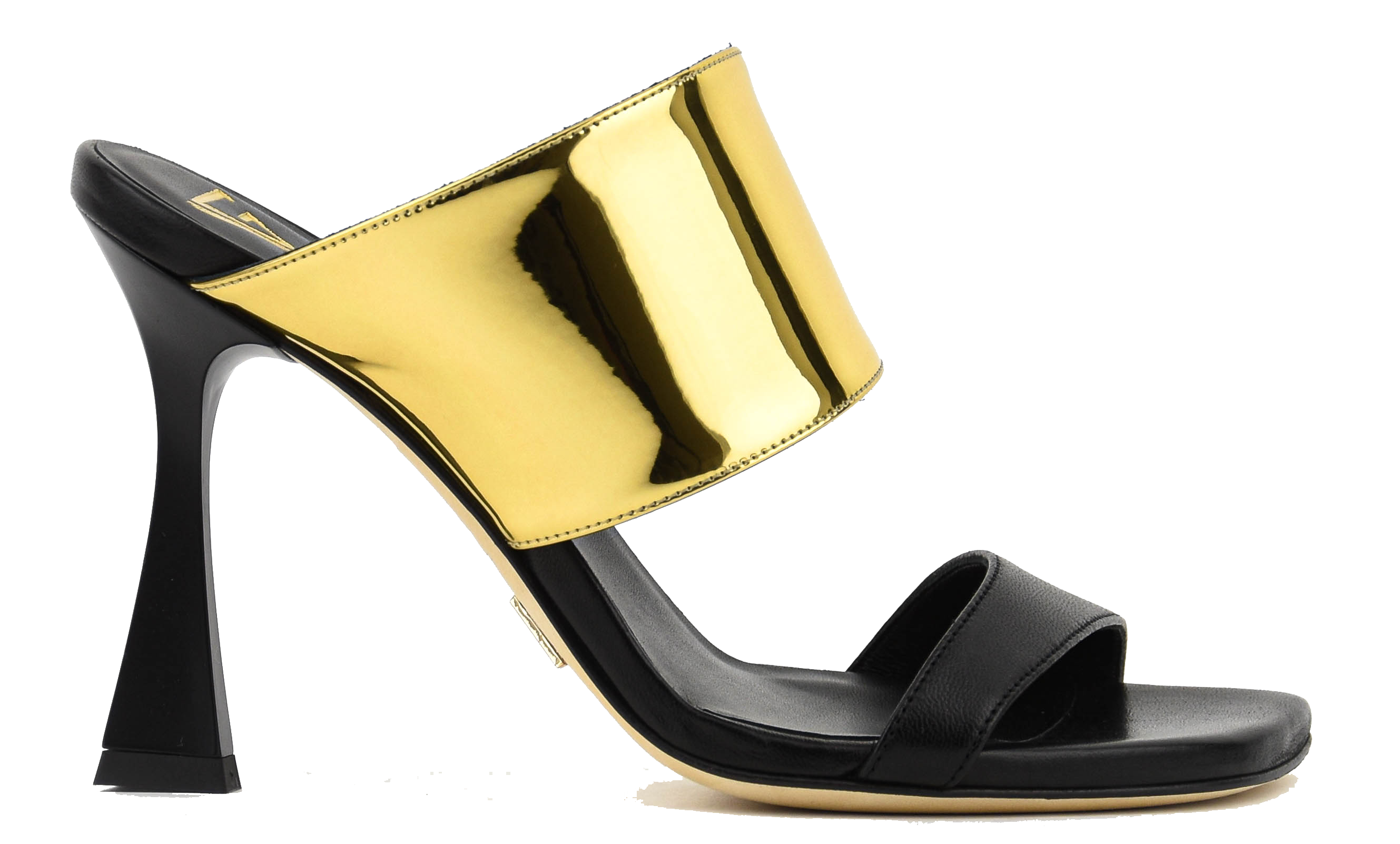 GIAMPAOLO VIOZZI  ASSYMETRICO SANDAL BLACK GOLD