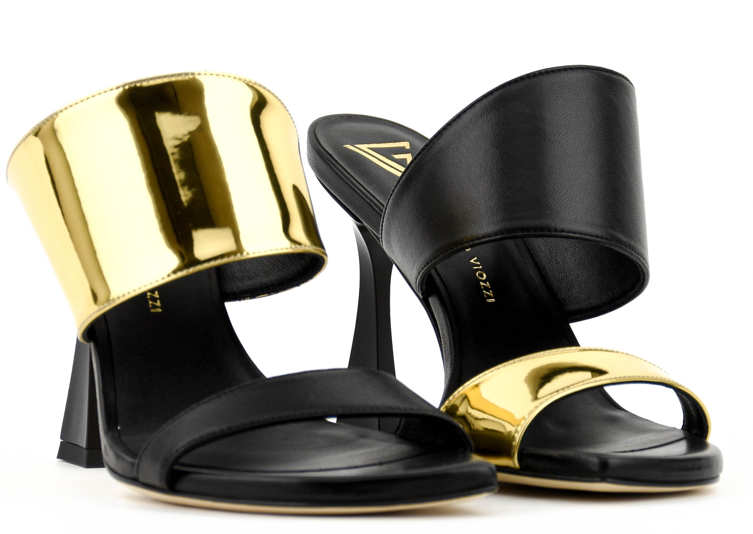 GIAMPAOLO VIOZZI  ASSYMETRICO SANDAL BLACK GOLD