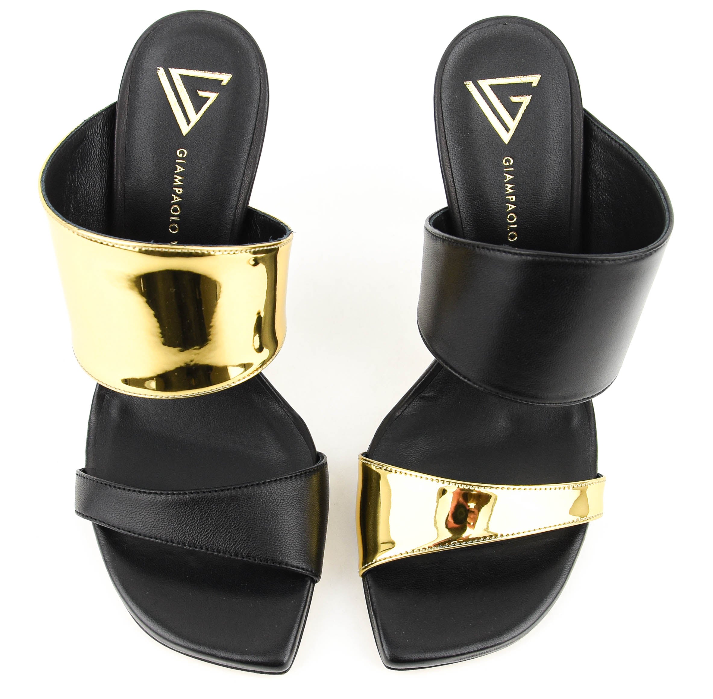 GIAMPAOLO VIOZZI  ASSYMETRICO SANDAL BLACK GOLD