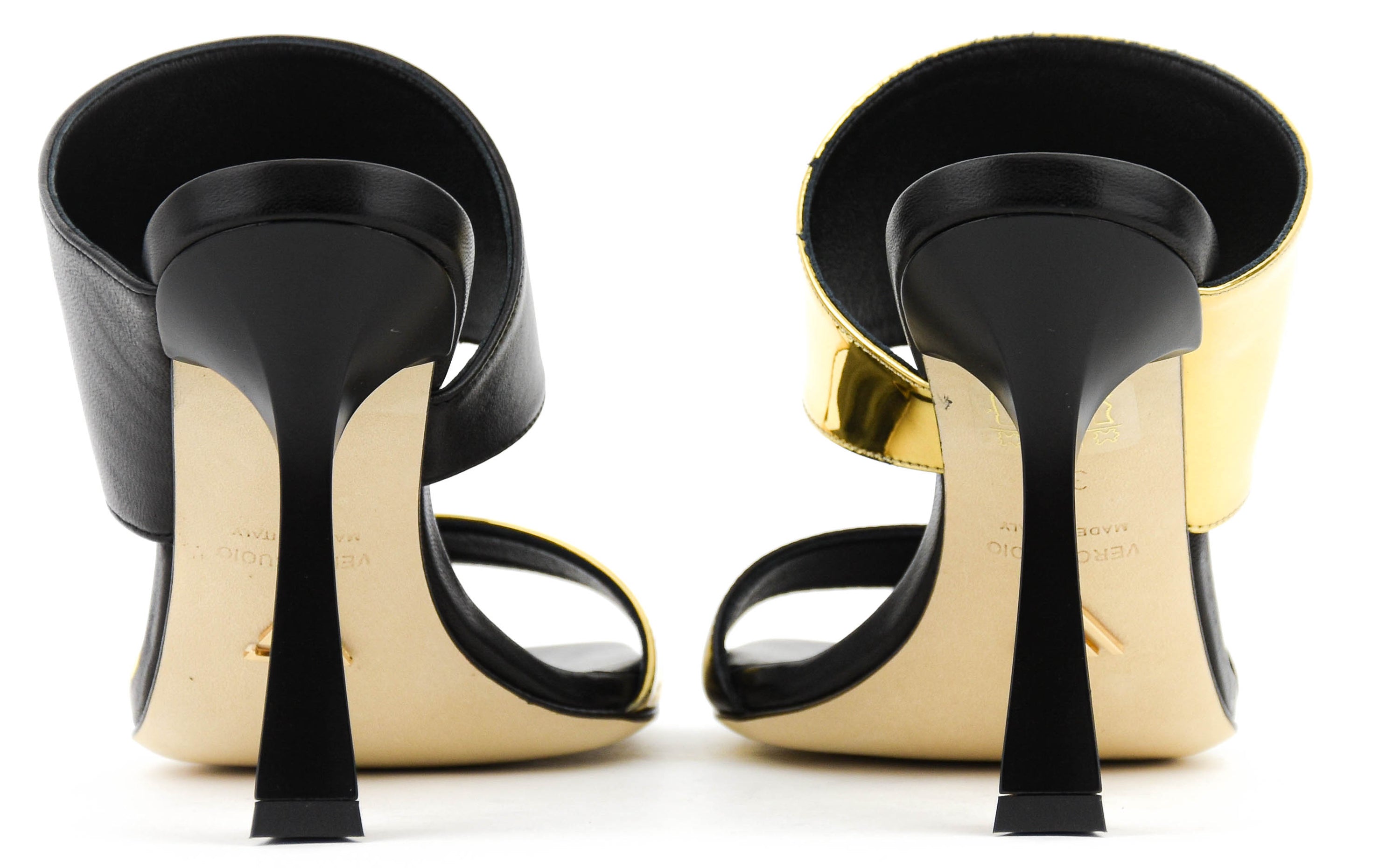 GIAMPAOLO VIOZZI  ASSYMETRICO SANDAL BLACK GOLD