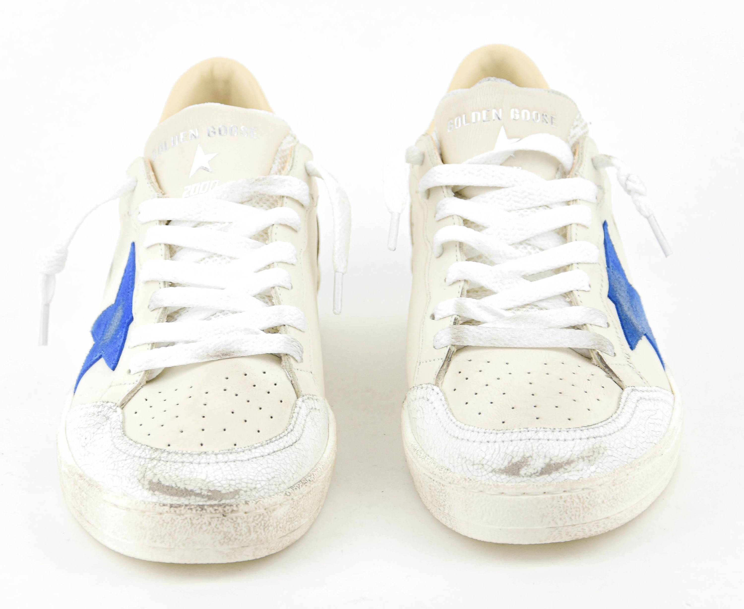 GOLDEN GOOSE BALLSTAR WHITE BLUE