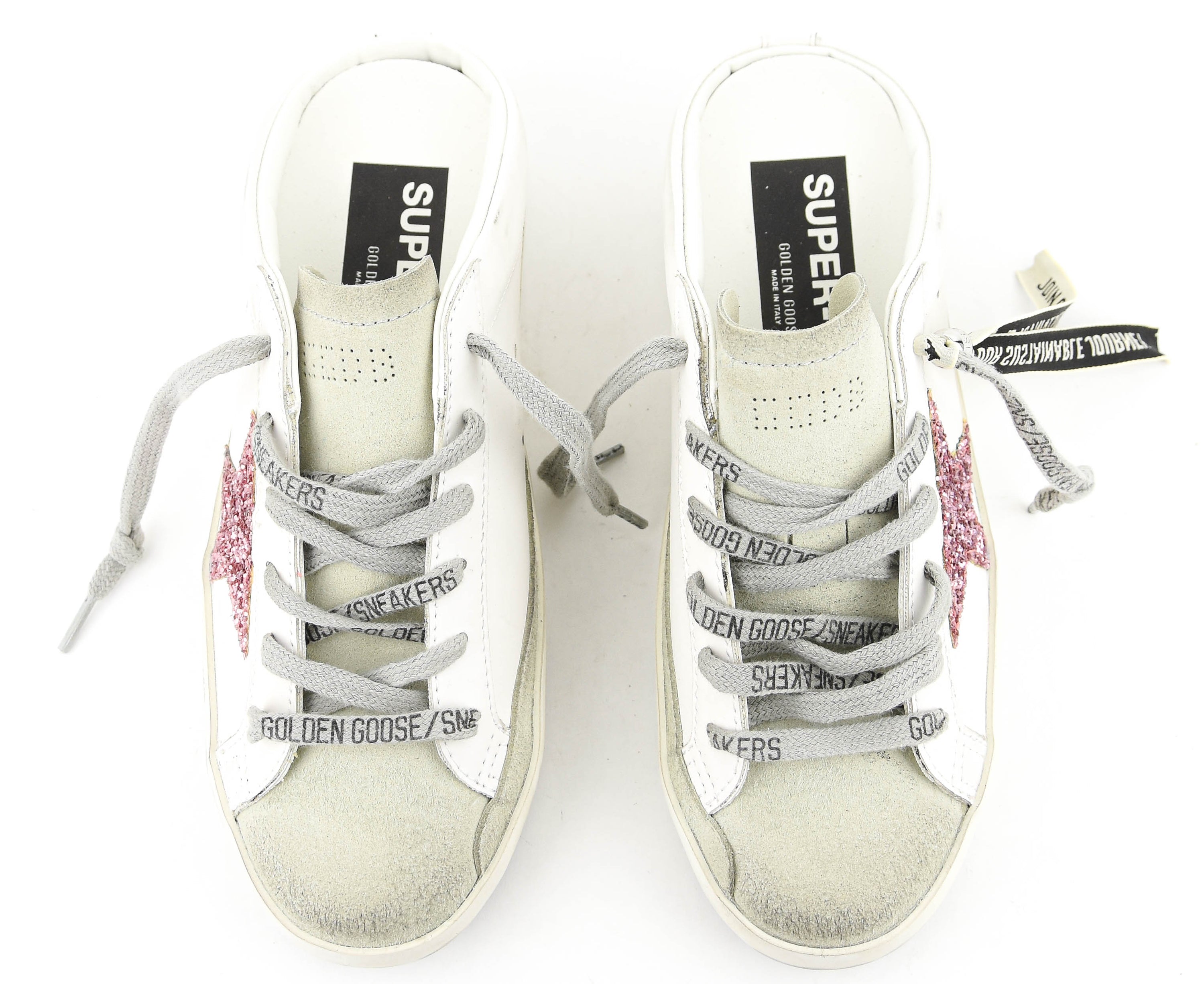 GOLDEN GOOSE SUPERSTAR SABOT WHITE PINK