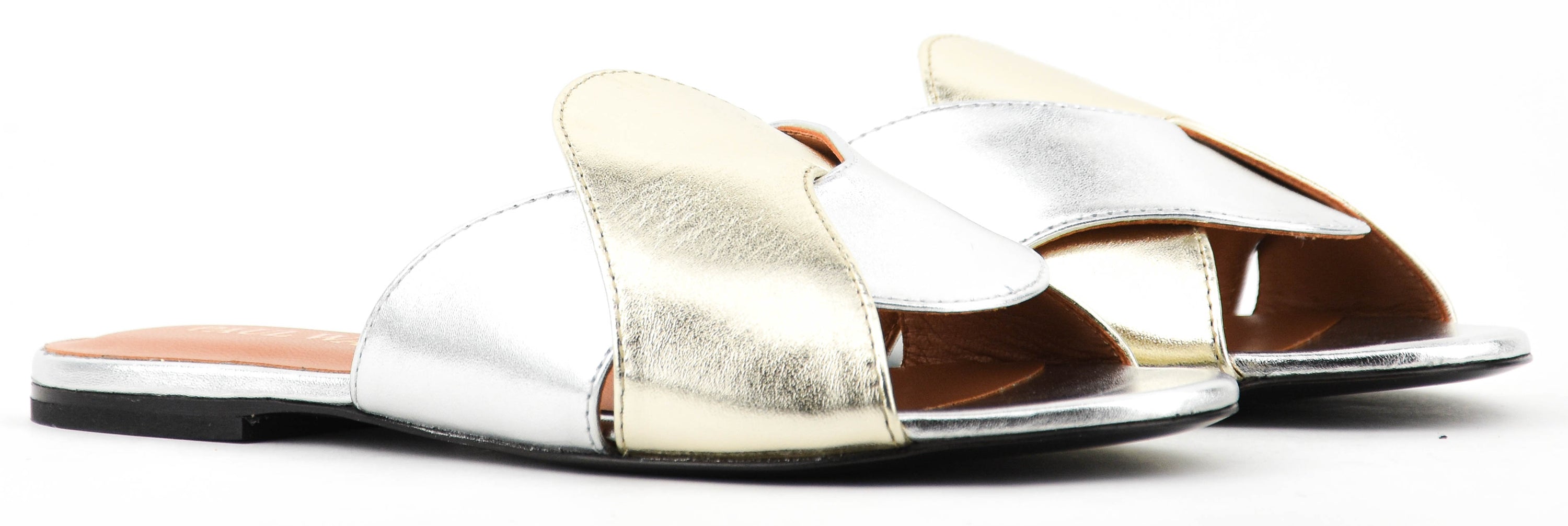 PAUL WARMER CRISS CROSS SANDAL GOLD SILVER