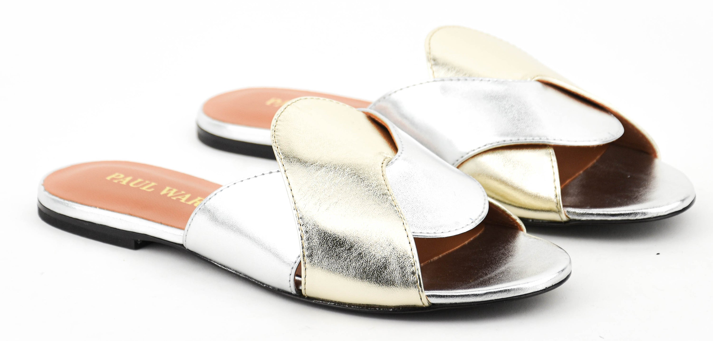 PAUL WARMER CRISS CROSS SANDAL GOLD SILVER