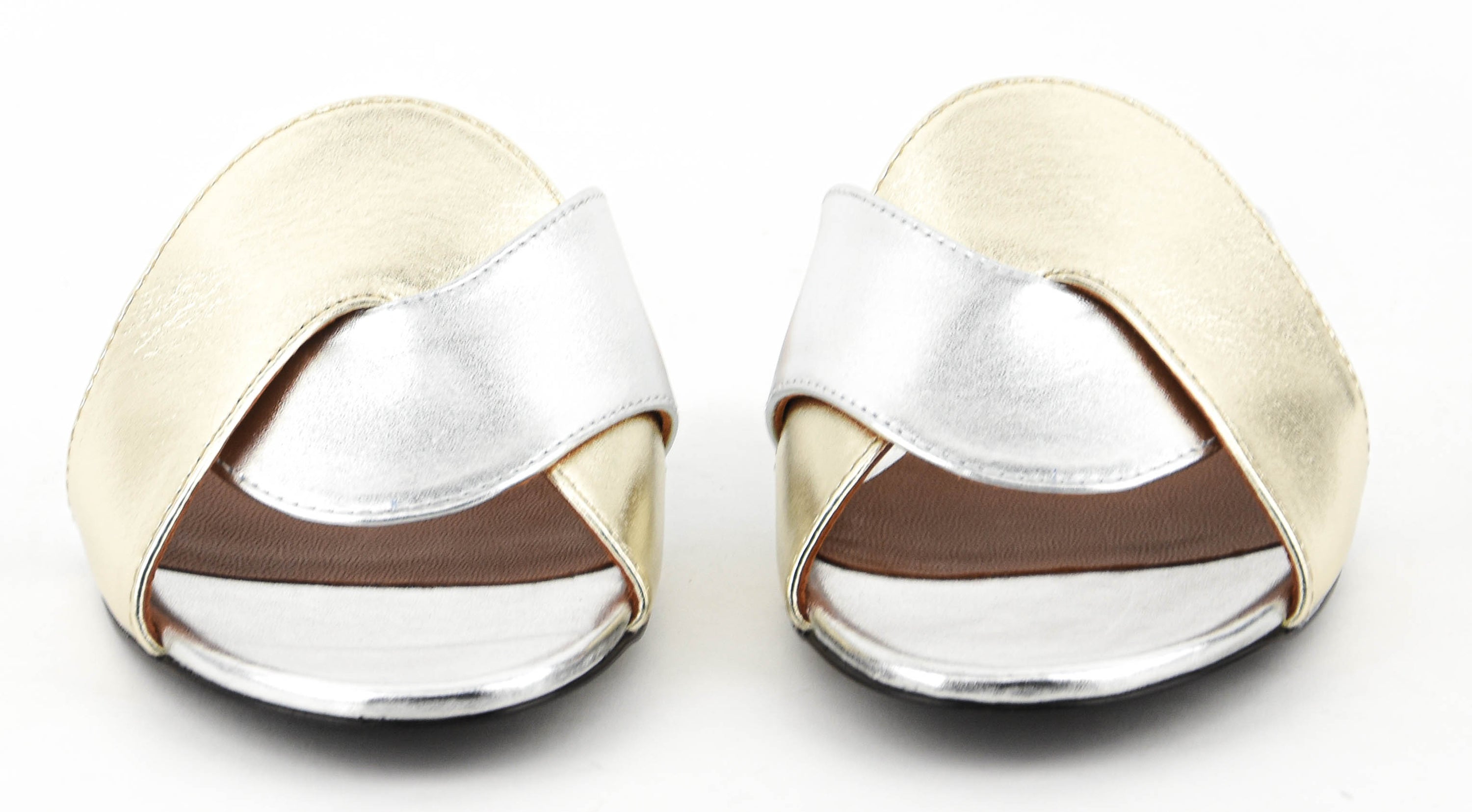 PAUL WARMER CRISS CROSS SANDAL GOLD SILVER