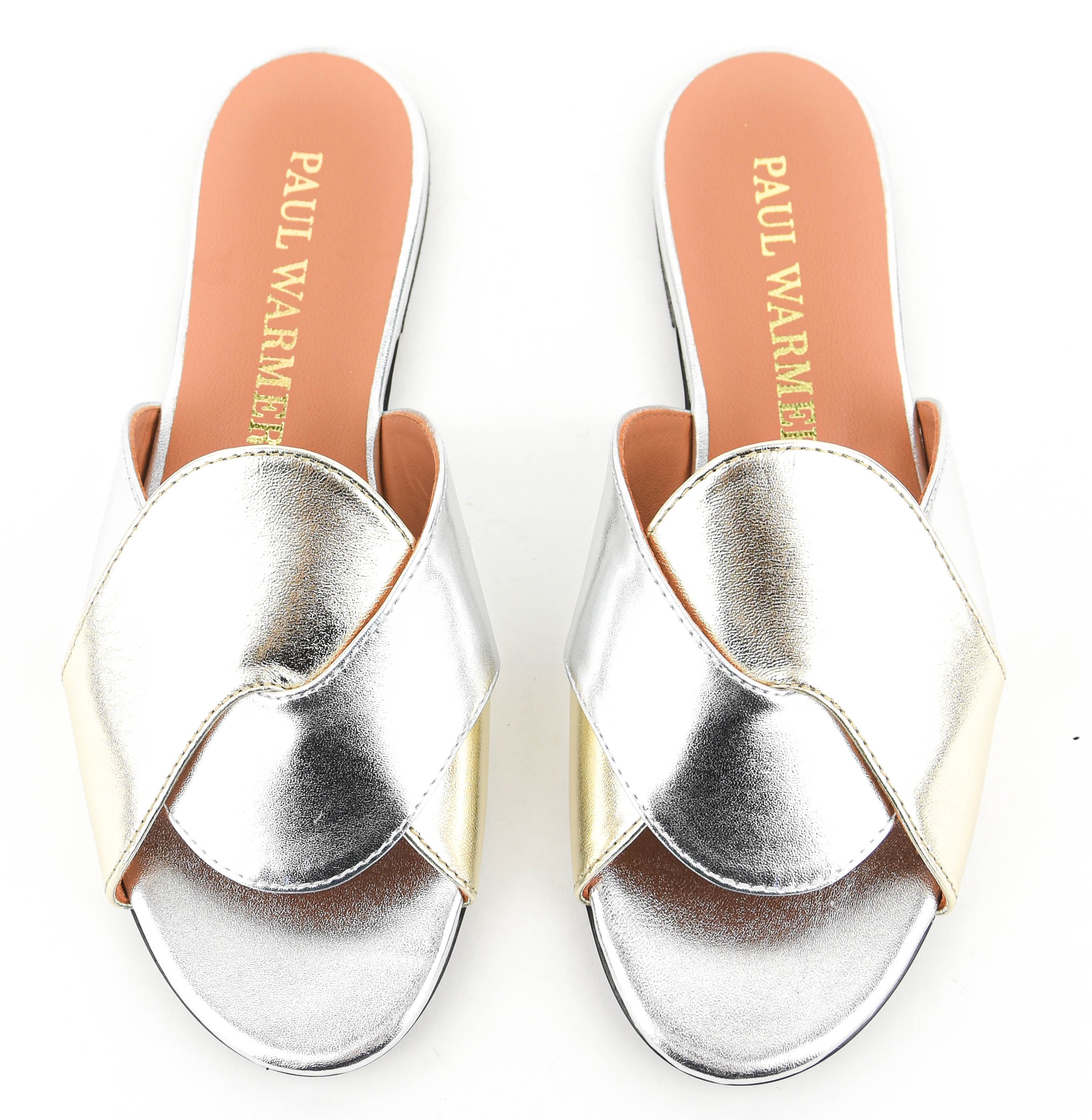 PAUL WARMER CRISS CROSS SANDAL GOLD SILVER