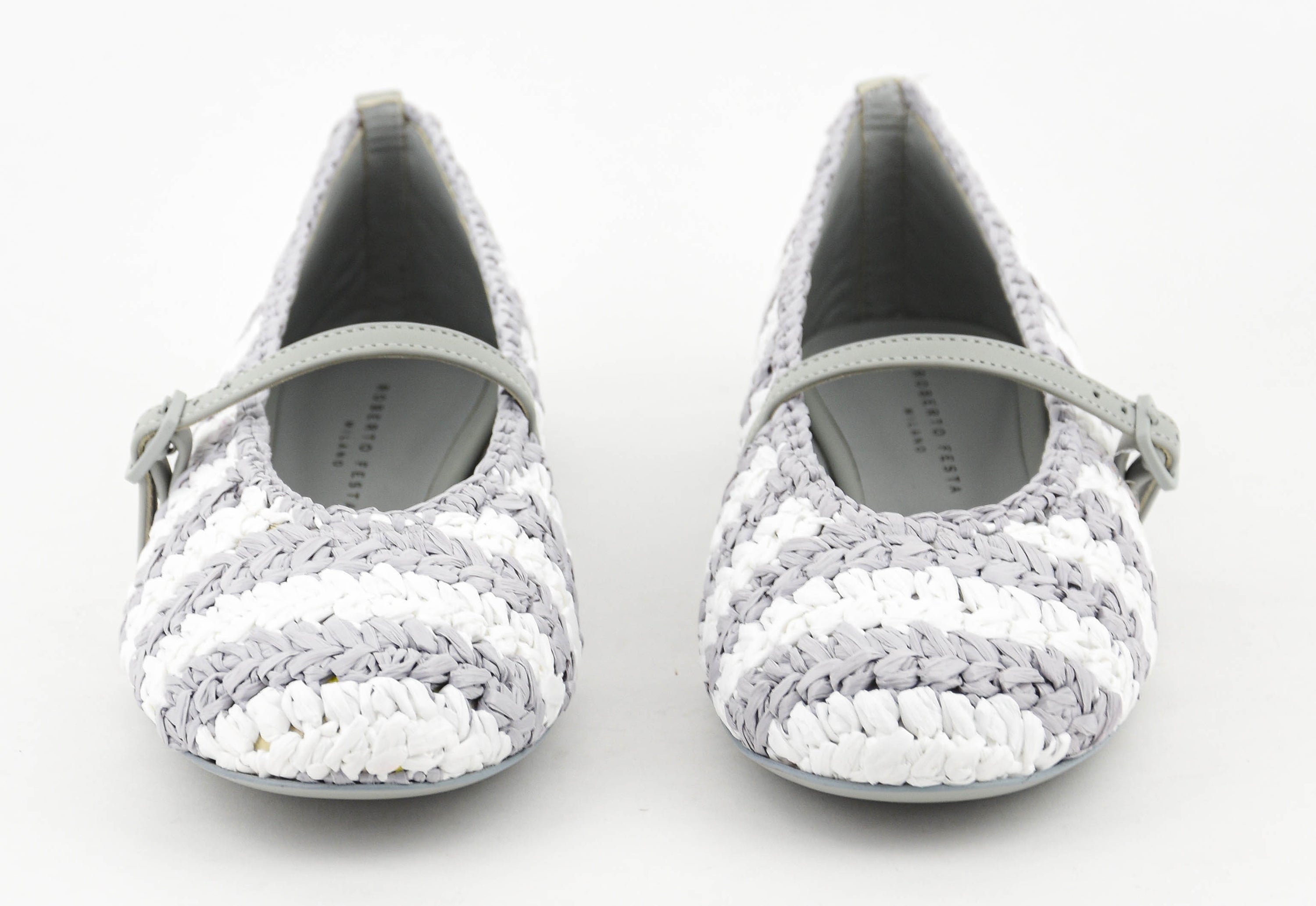 ROBERTO FESTA LEROY BALLERINA RAFFIA WHITE GREY