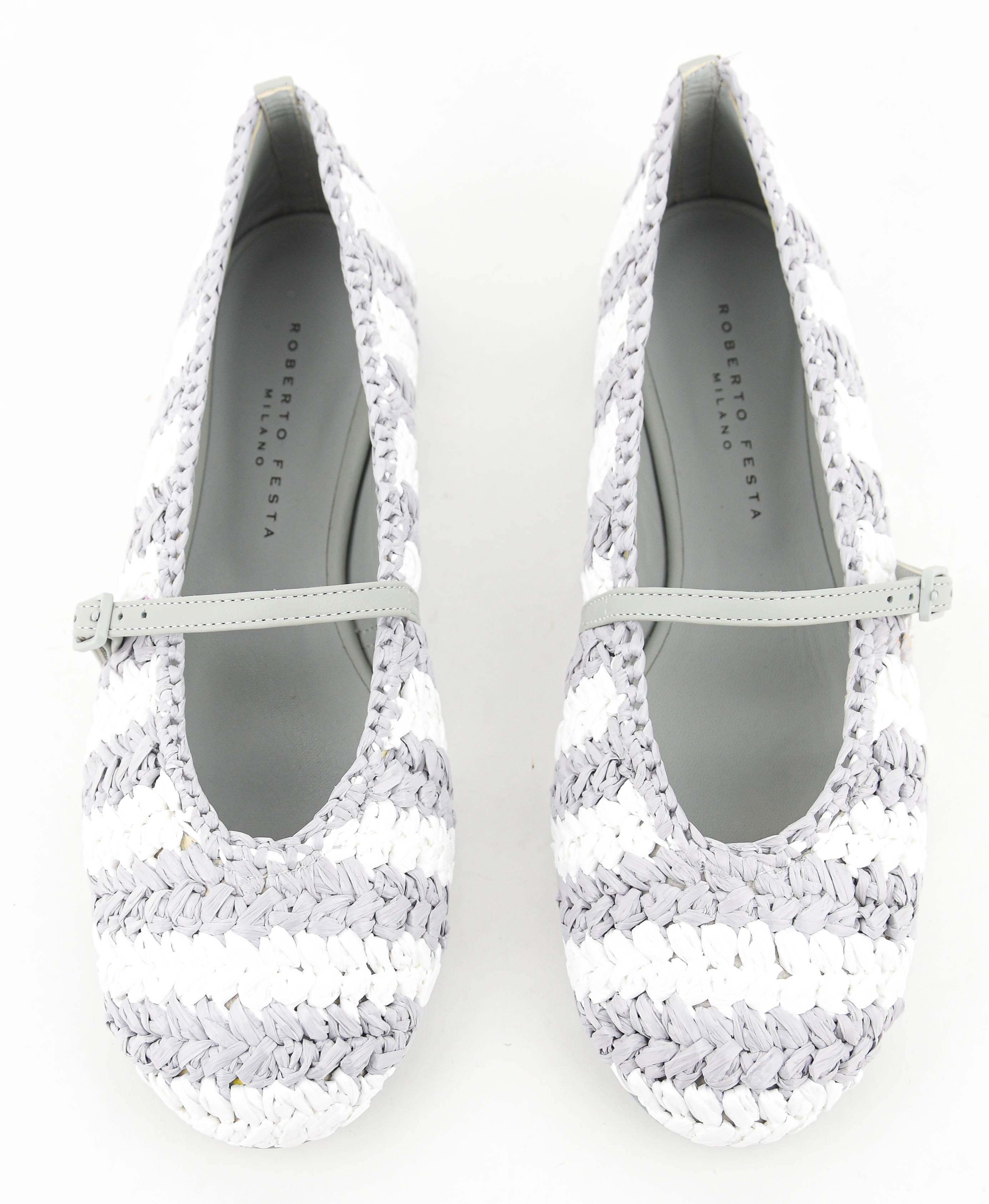 ROBERTO FESTA LEROY BALLERINA RAFFIA WHITE GREY