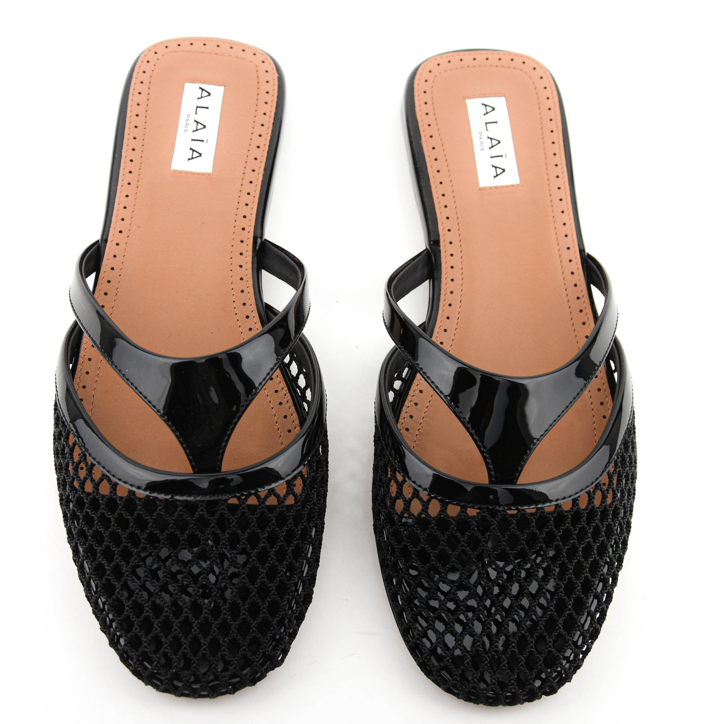 ALAIA FISHNET MULE BLACK