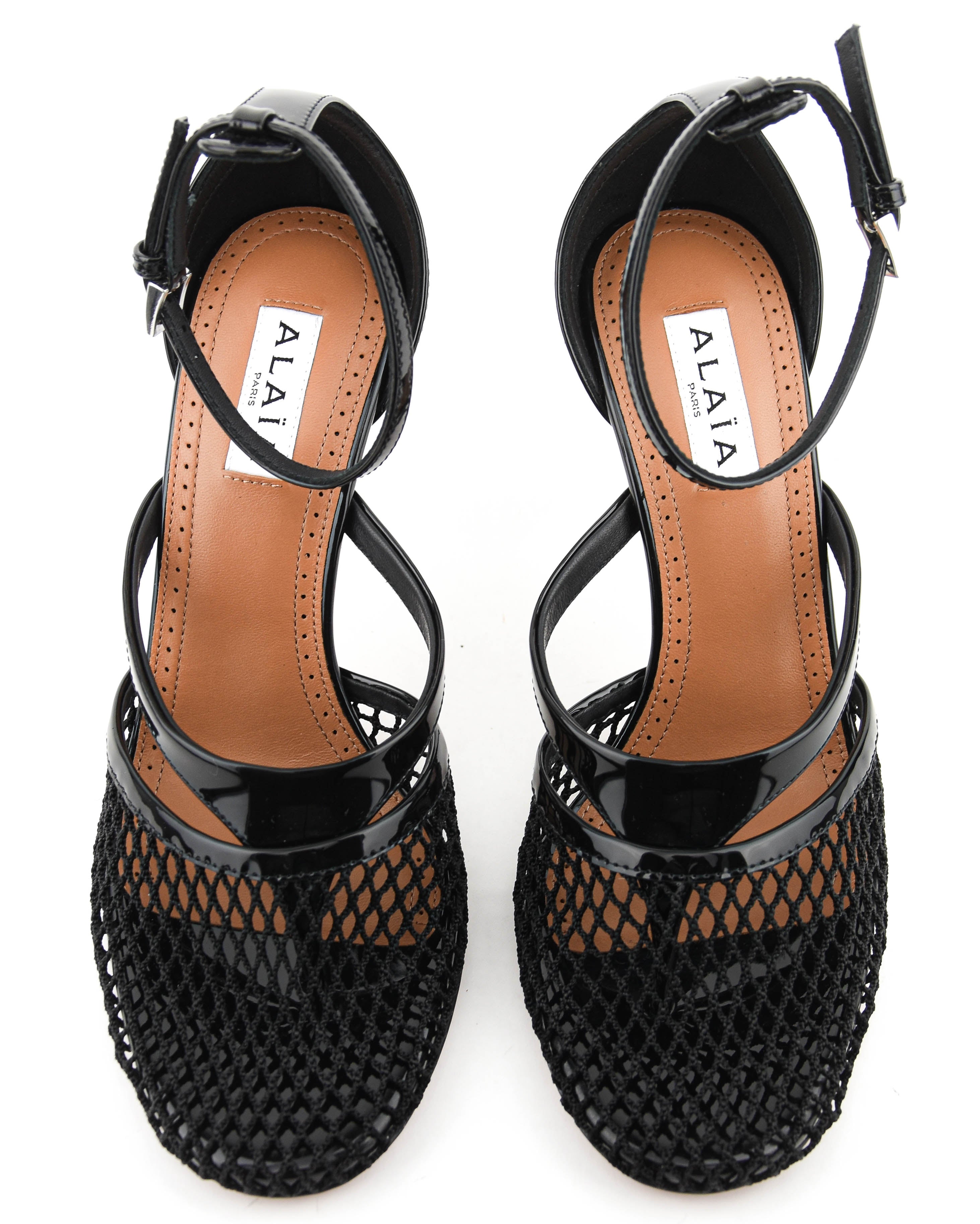 ALAIA  FISHNET THONG SANDAL NOIR 90