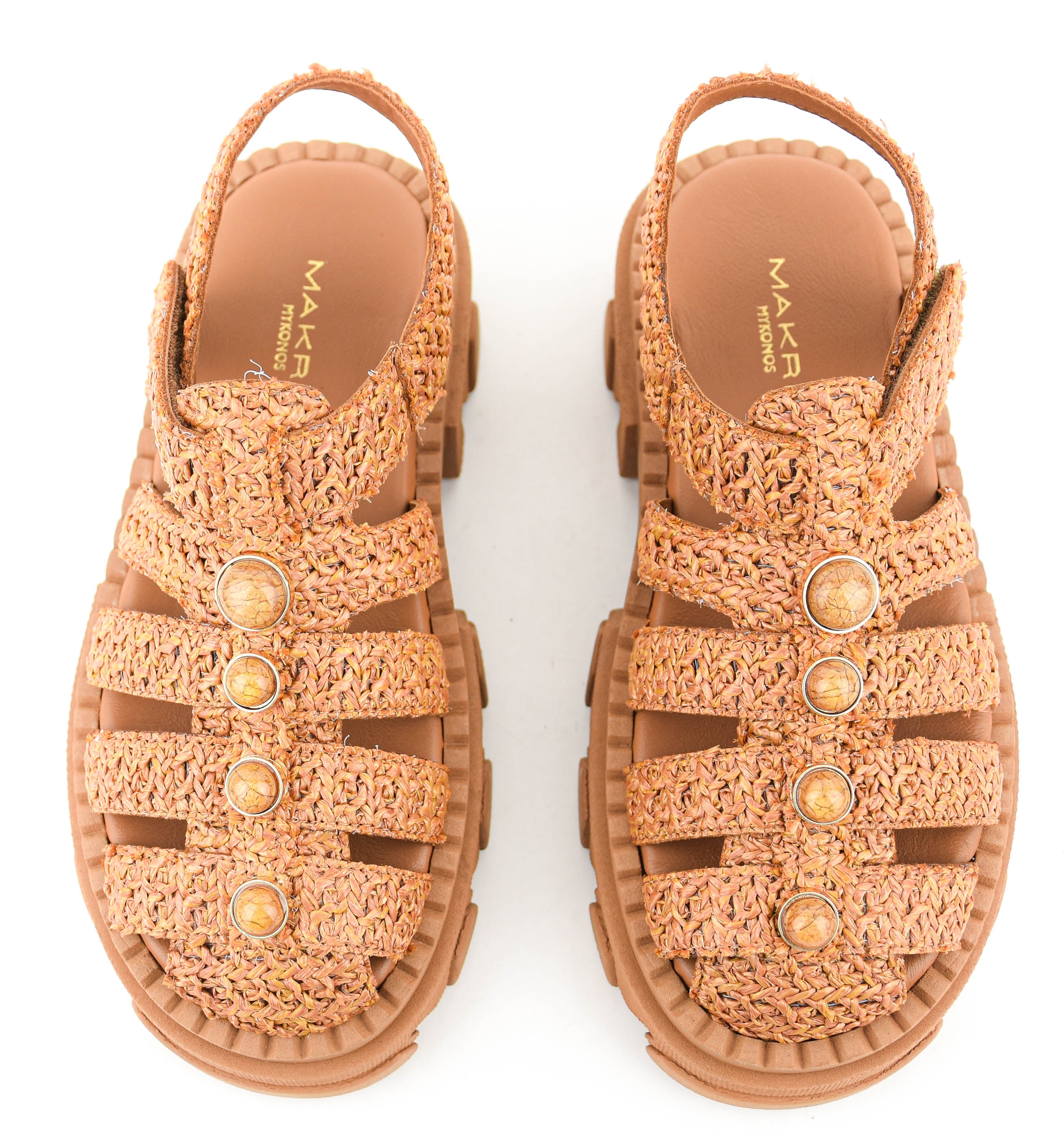 MAKRIS RAFFIA SANDAL CAMEL