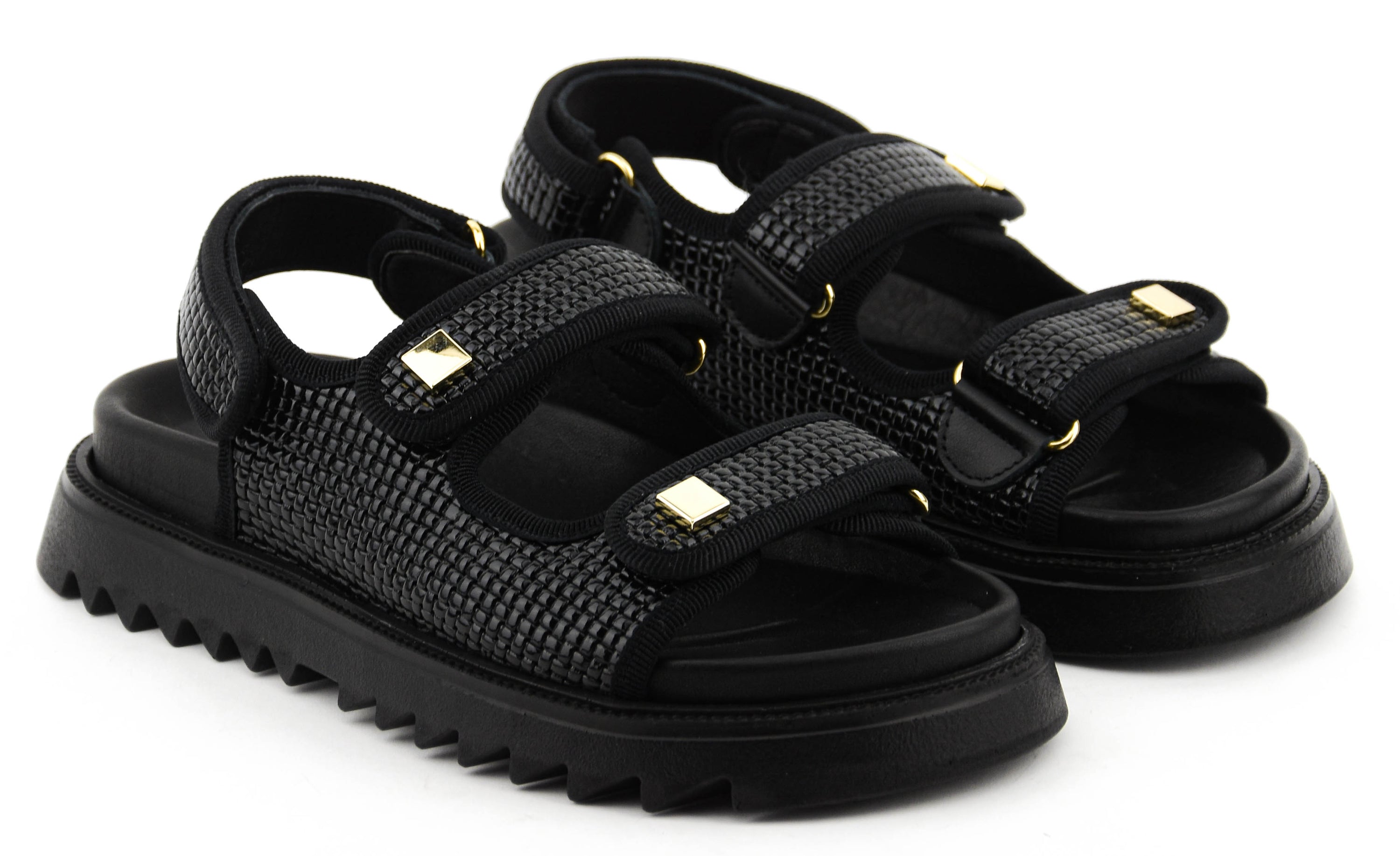 MAKRIS VELCRO SANDAL SHINY BLACK