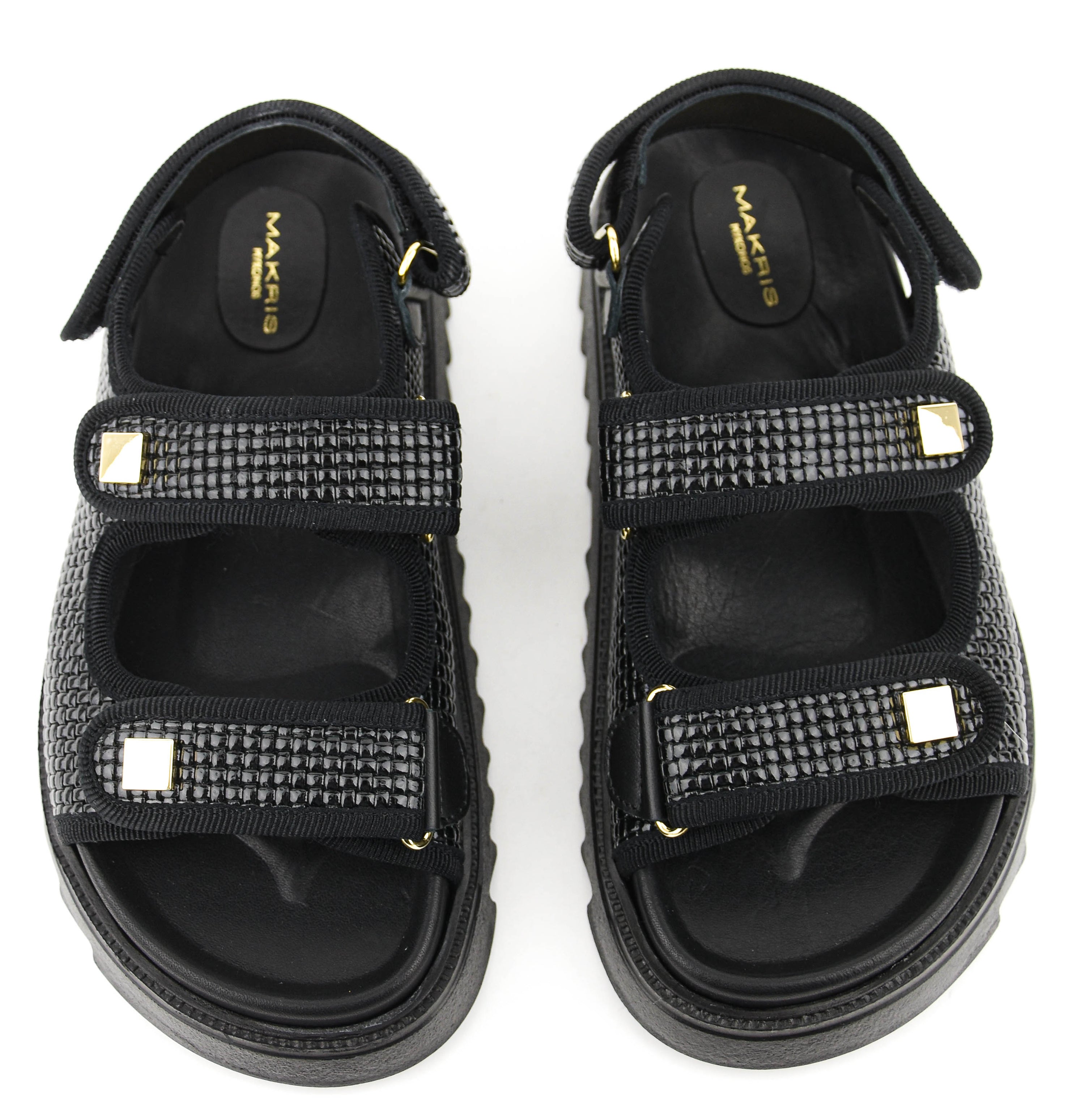 MAKRIS VELCRO SANDAL SHINY BLACK