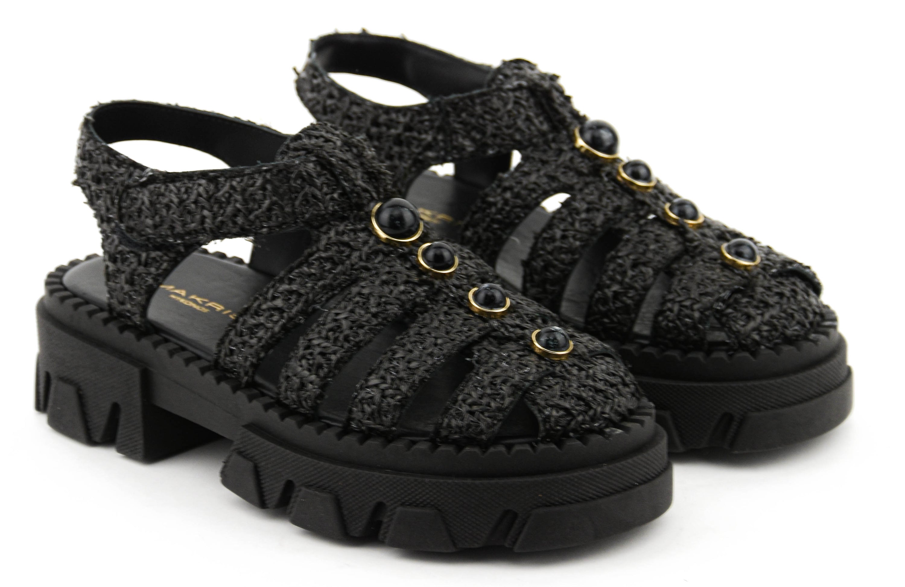 MAKRIS RAFFIA SANDAL BLACK